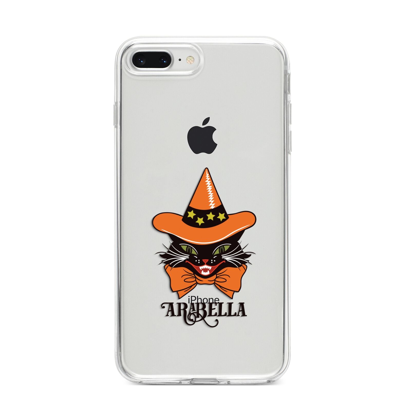 Personalised Halloween Hat Cat iPhone 8 Plus Bumper Case on Silver iPhone