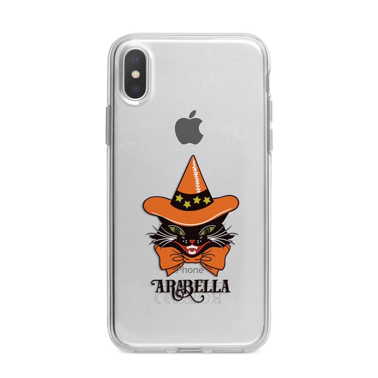 Personalised Halloween Hat Cat iPhone X Bumper Case on Silver iPhone Alternative Image 1