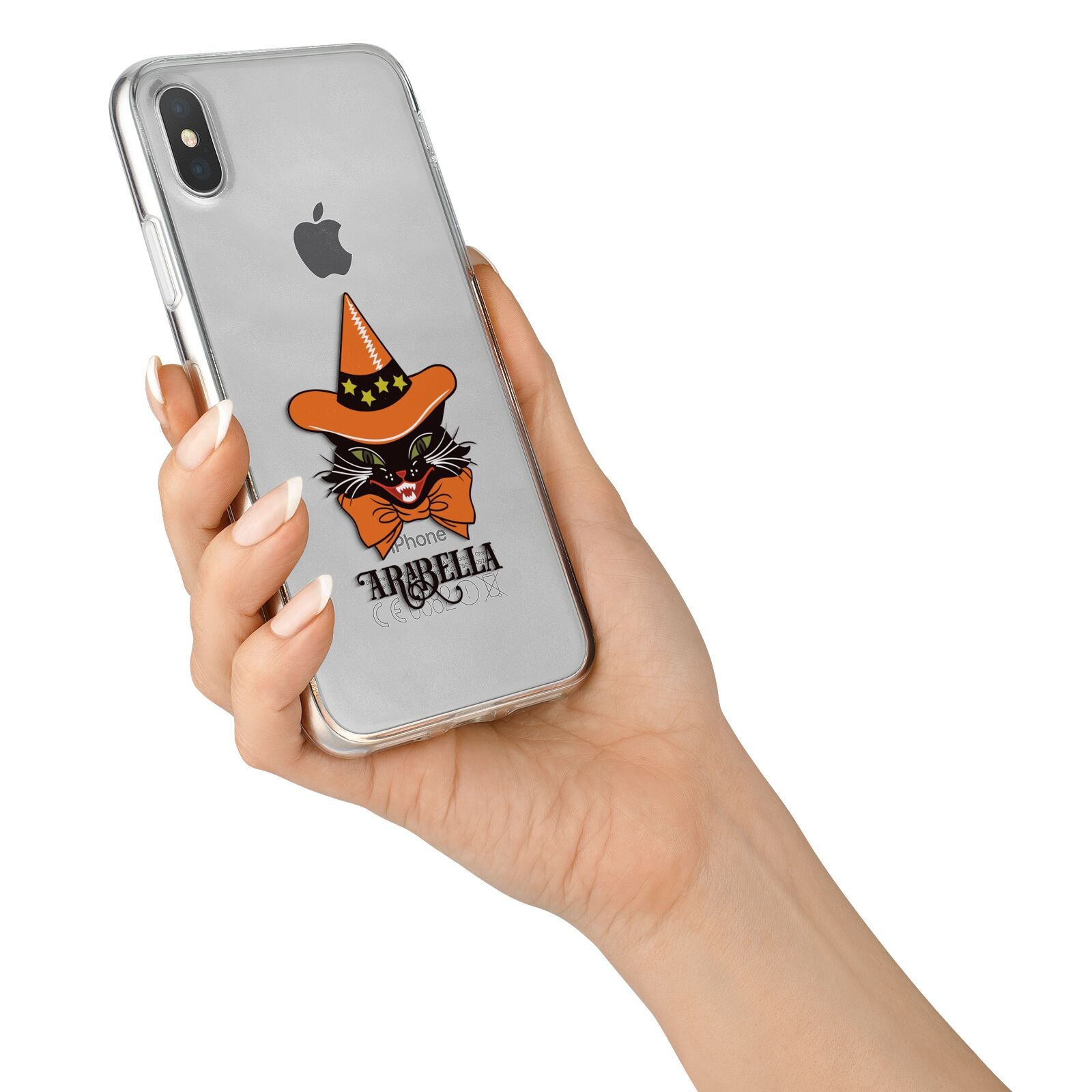 Personalised Halloween Hat Cat iPhone X Bumper Case on Silver iPhone Alternative Image 2