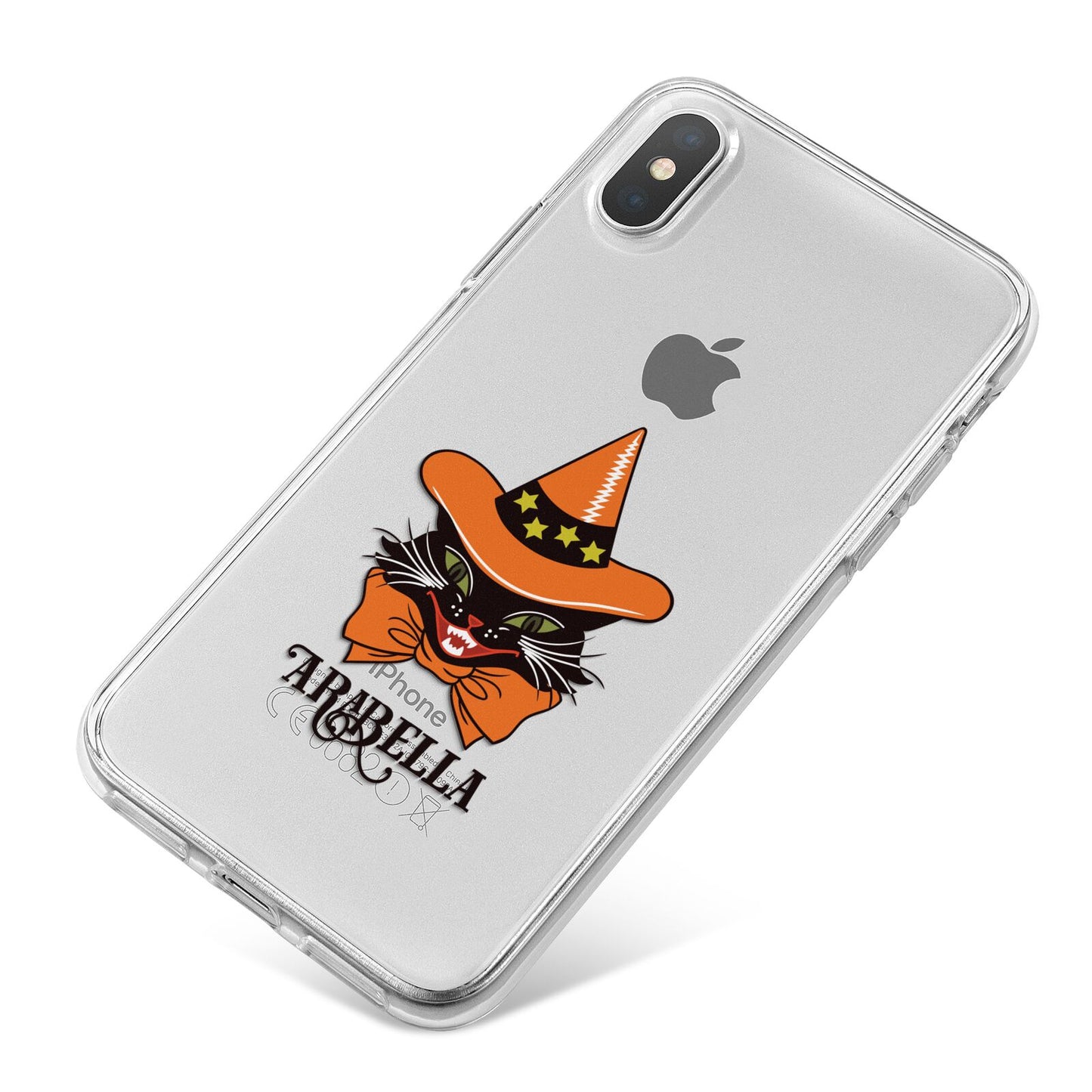 Personalised Halloween Hat Cat iPhone X Bumper Case on Silver iPhone