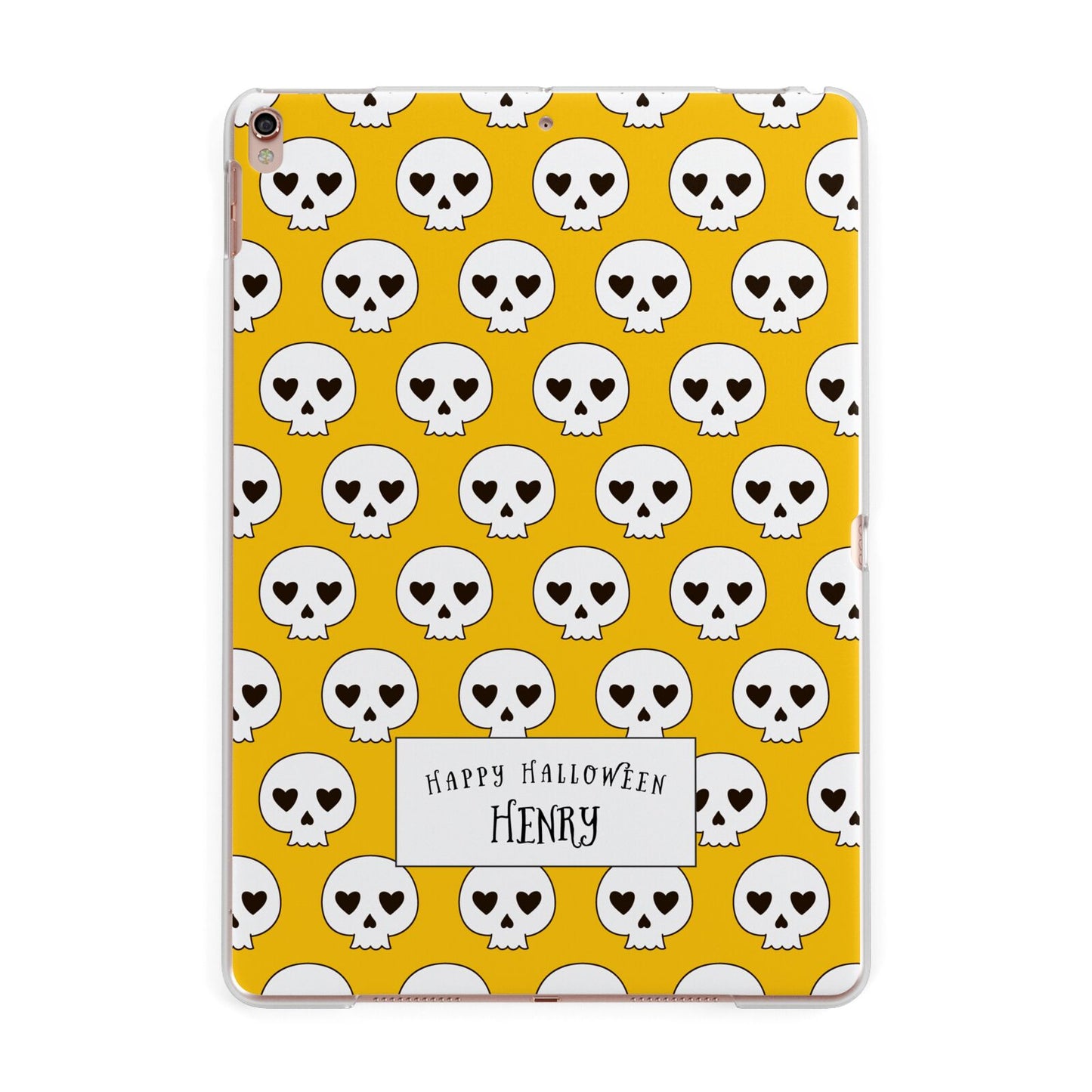 Personalised Halloween Heart Skulls Apple iPad Rose Gold Case