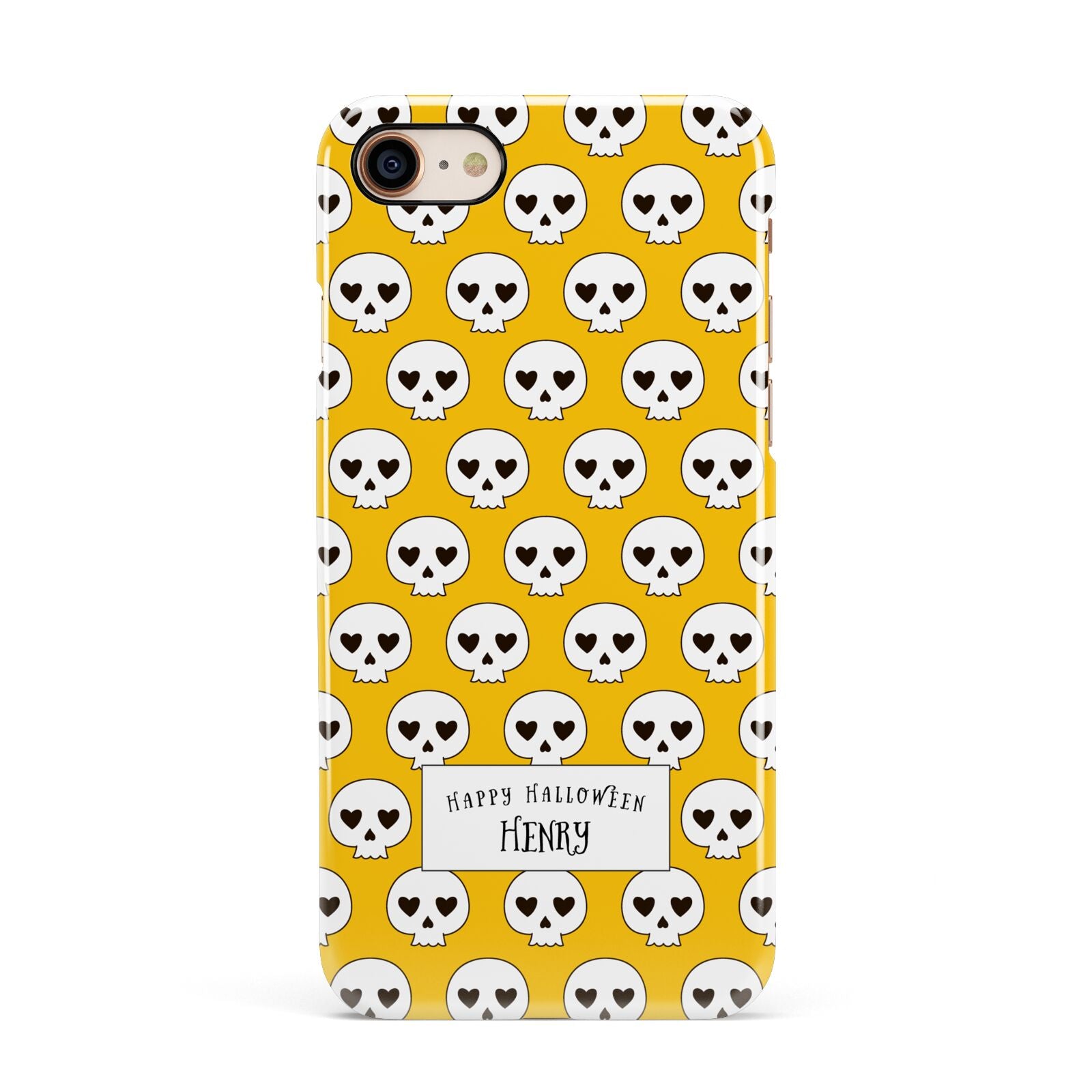 Personalised Halloween Heart Skulls Apple iPhone 7 8 3D Snap Case