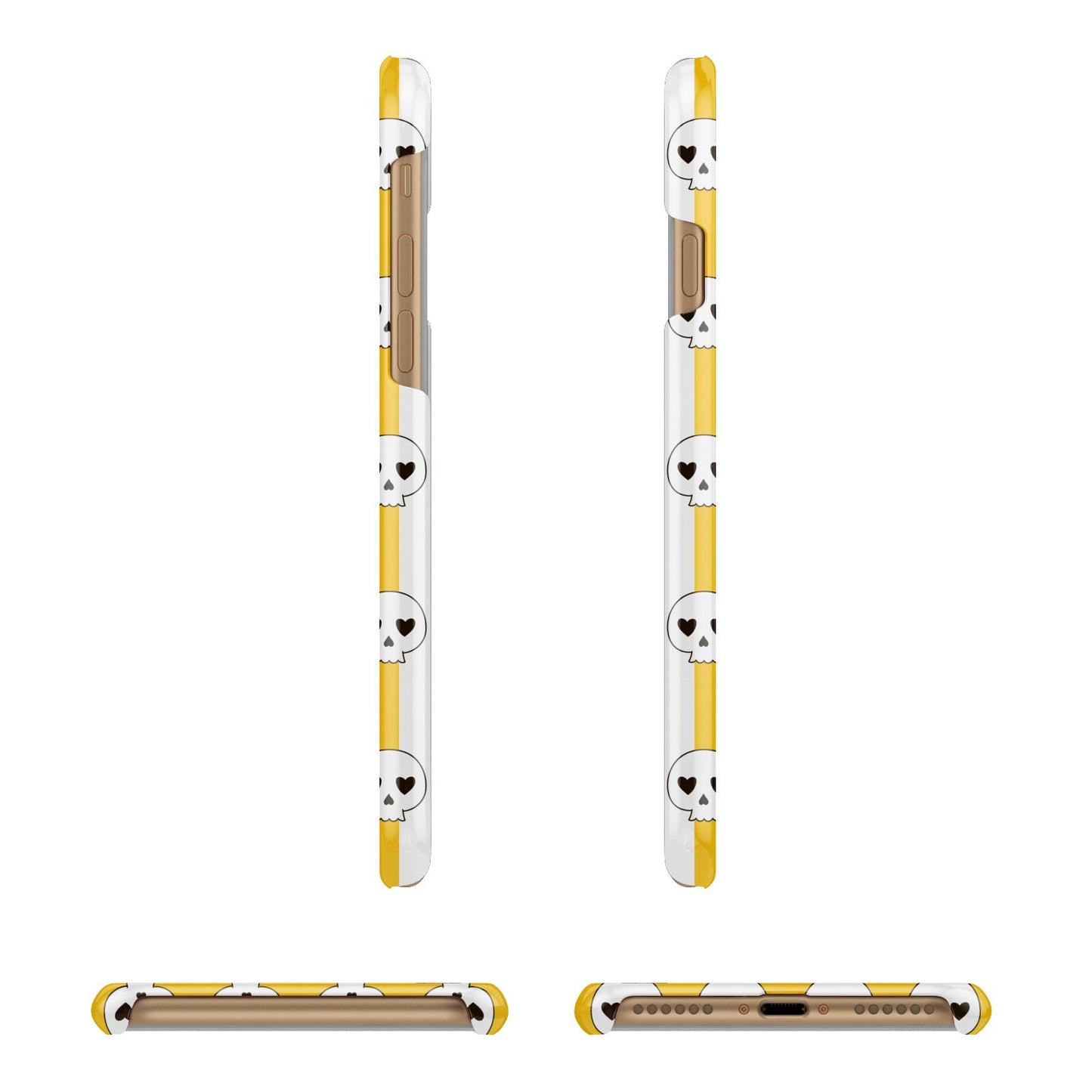 Personalised Halloween Heart Skulls Apple iPhone 7 8 3D Wrap Snap Case Angled Images