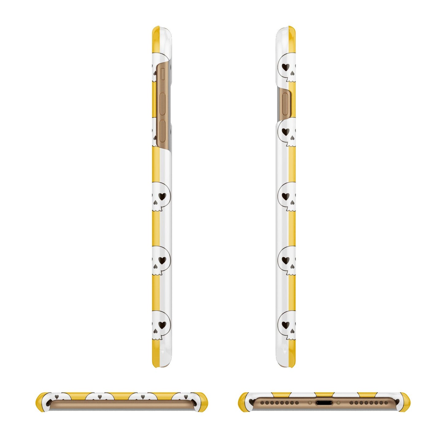 Personalised Halloween Heart Skulls Apple iPhone 7 Plus 3D Wrap Snap Case Angled Images