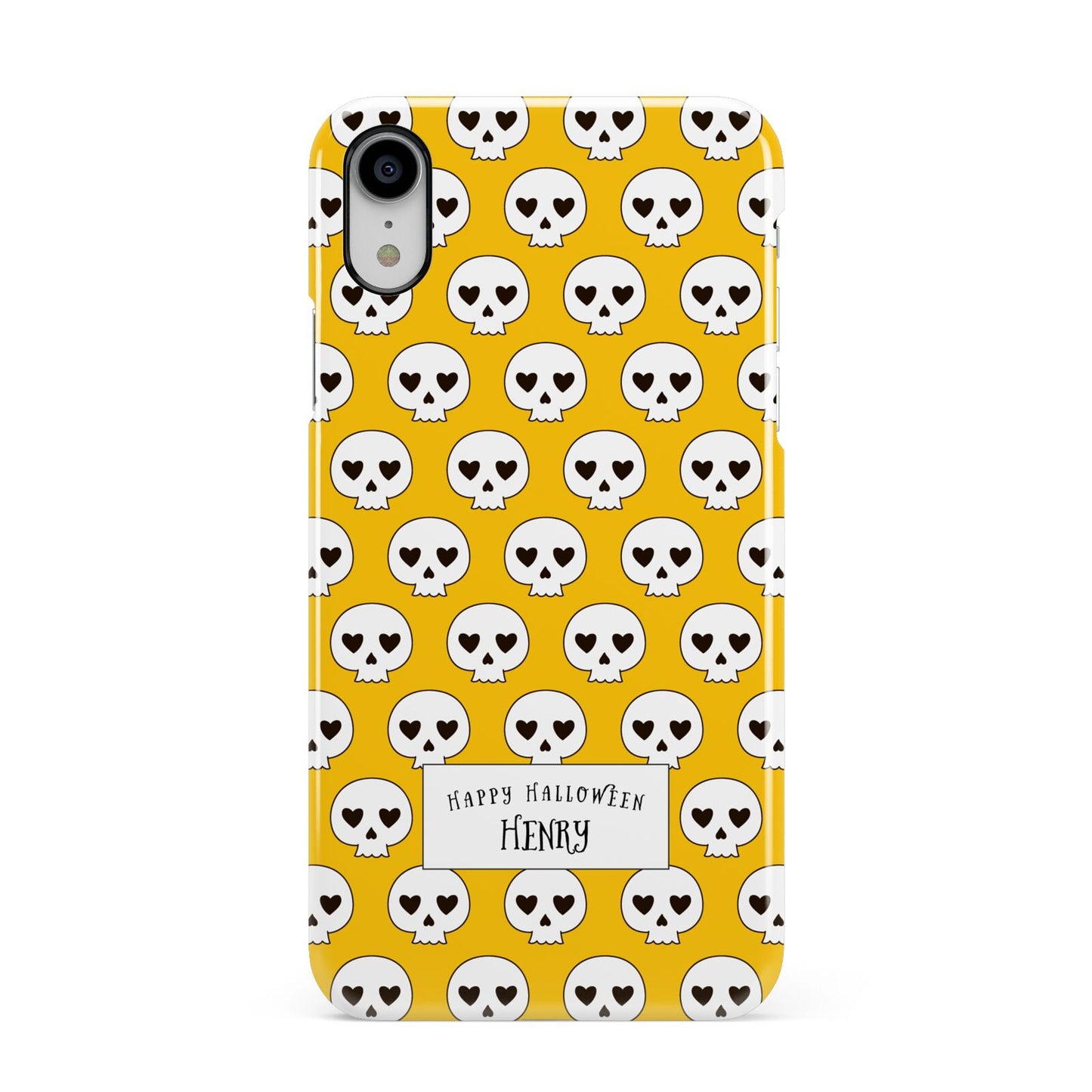 Personalised Halloween Heart Skulls Apple iPhone XR White 3D Snap Case