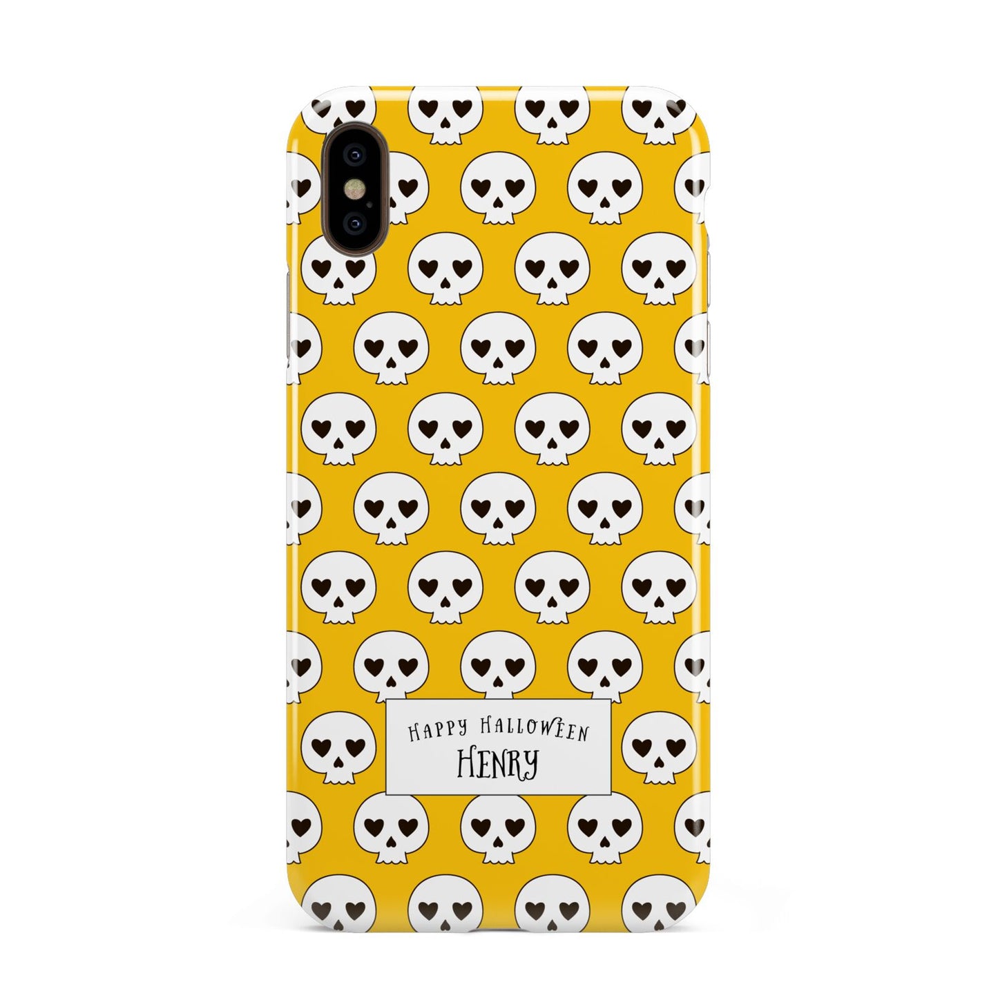 Personalised Halloween Heart Skulls Apple iPhone Xs Max 3D Tough Case