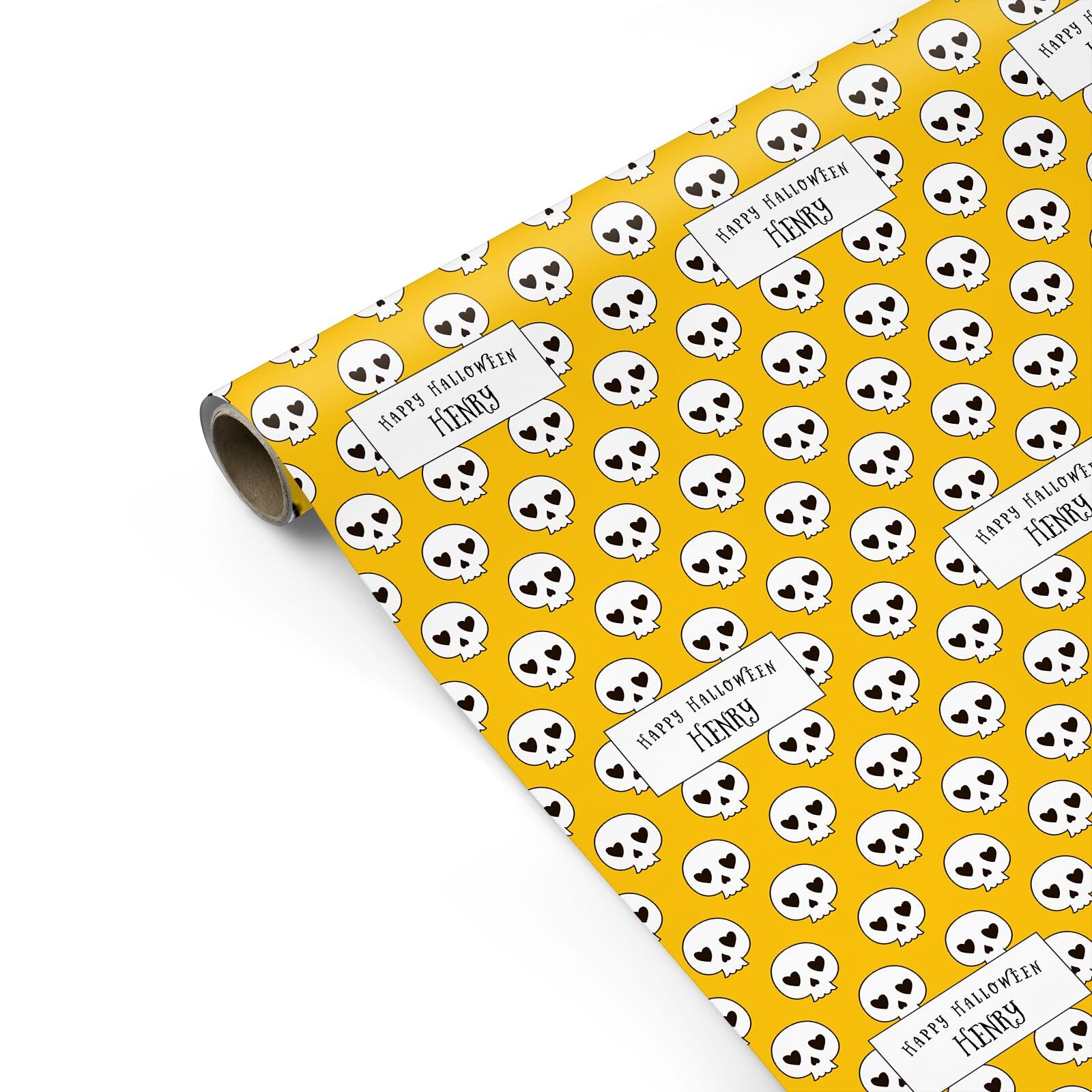 Personalised Halloween Heart Skulls Personalised Gift Wrap