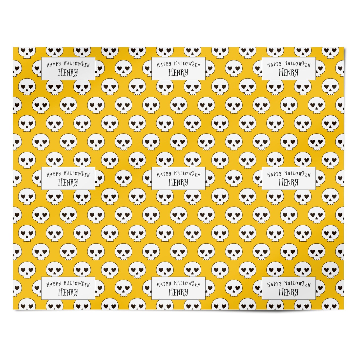 Personalised Halloween Heart Skulls Personalised Wrapping Paper Alternative