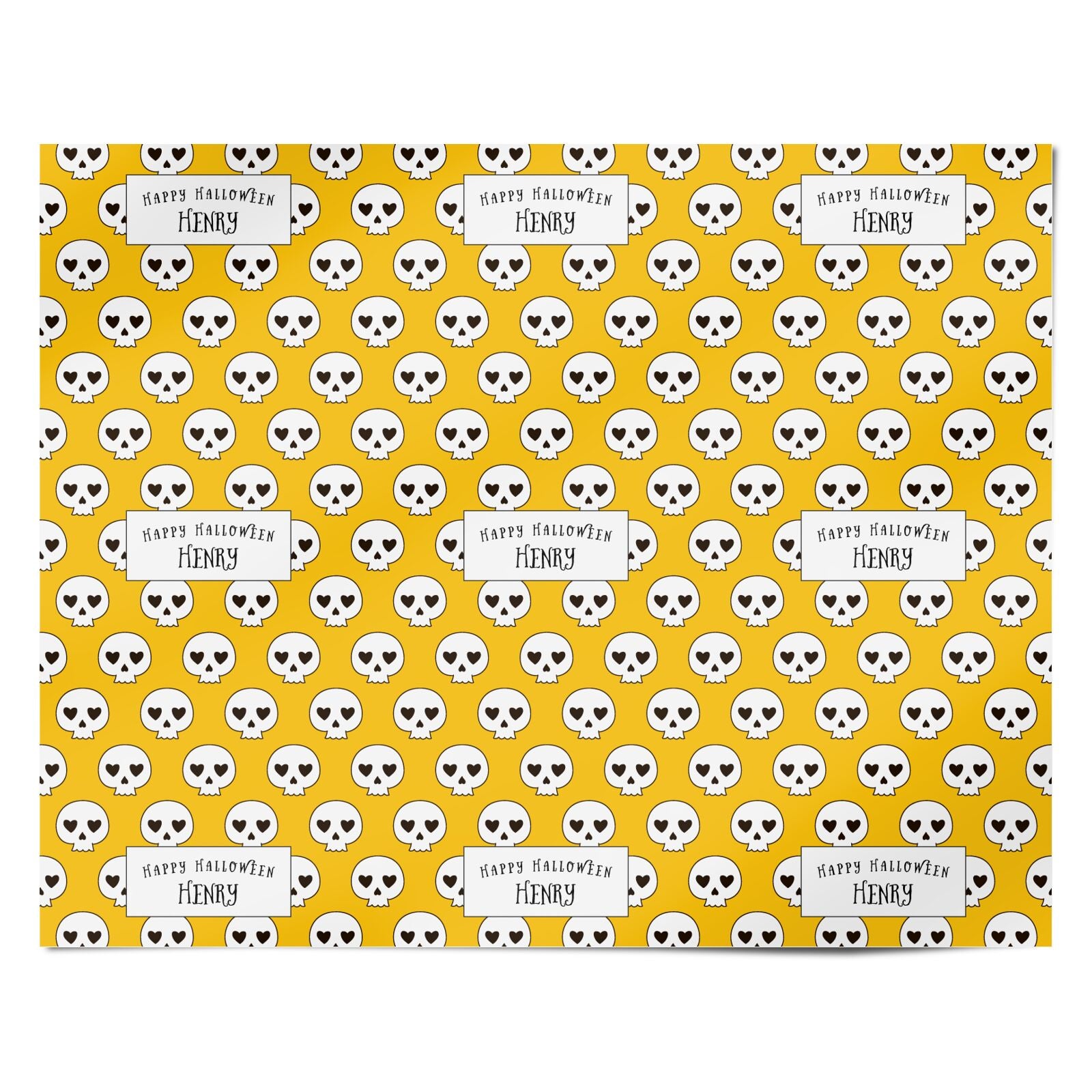 Personalised Halloween Heart Skulls Personalised Wrapping Paper Alternative