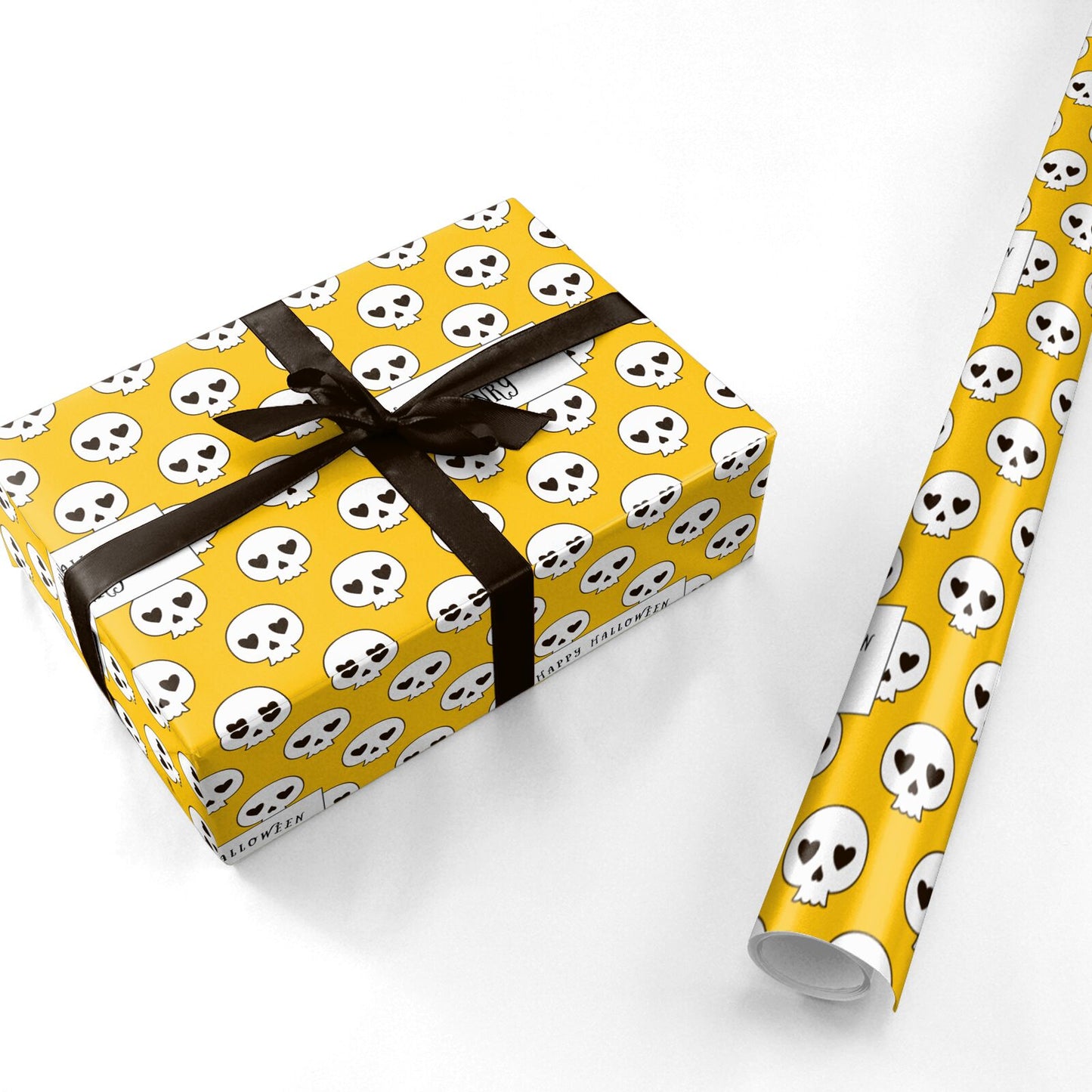 Personalised Halloween Heart Skulls Personalised Wrapping Paper
