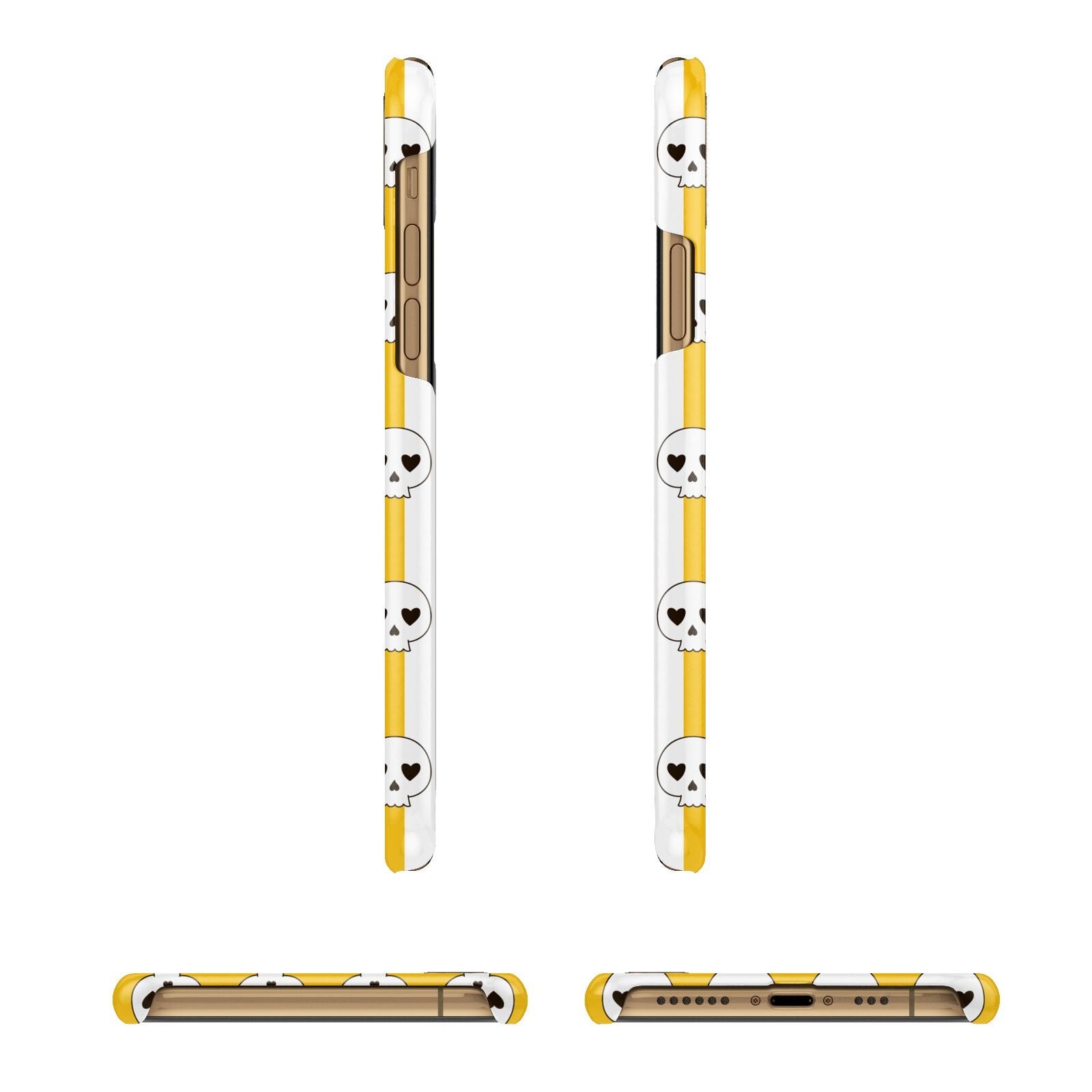 Personalised Halloween Heart Skulls iPhone 11 3D Snap Case Angle Images