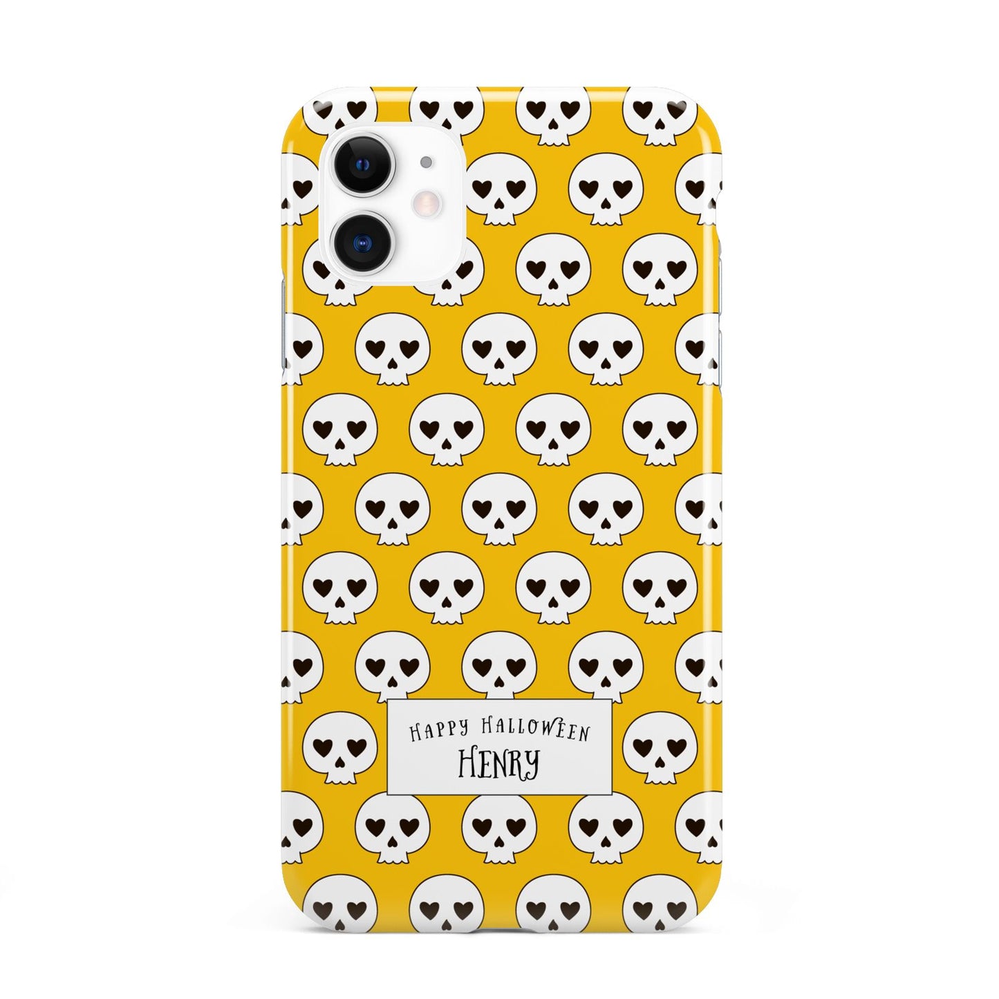 Personalised Halloween Heart Skulls iPhone 11 3D Tough Case