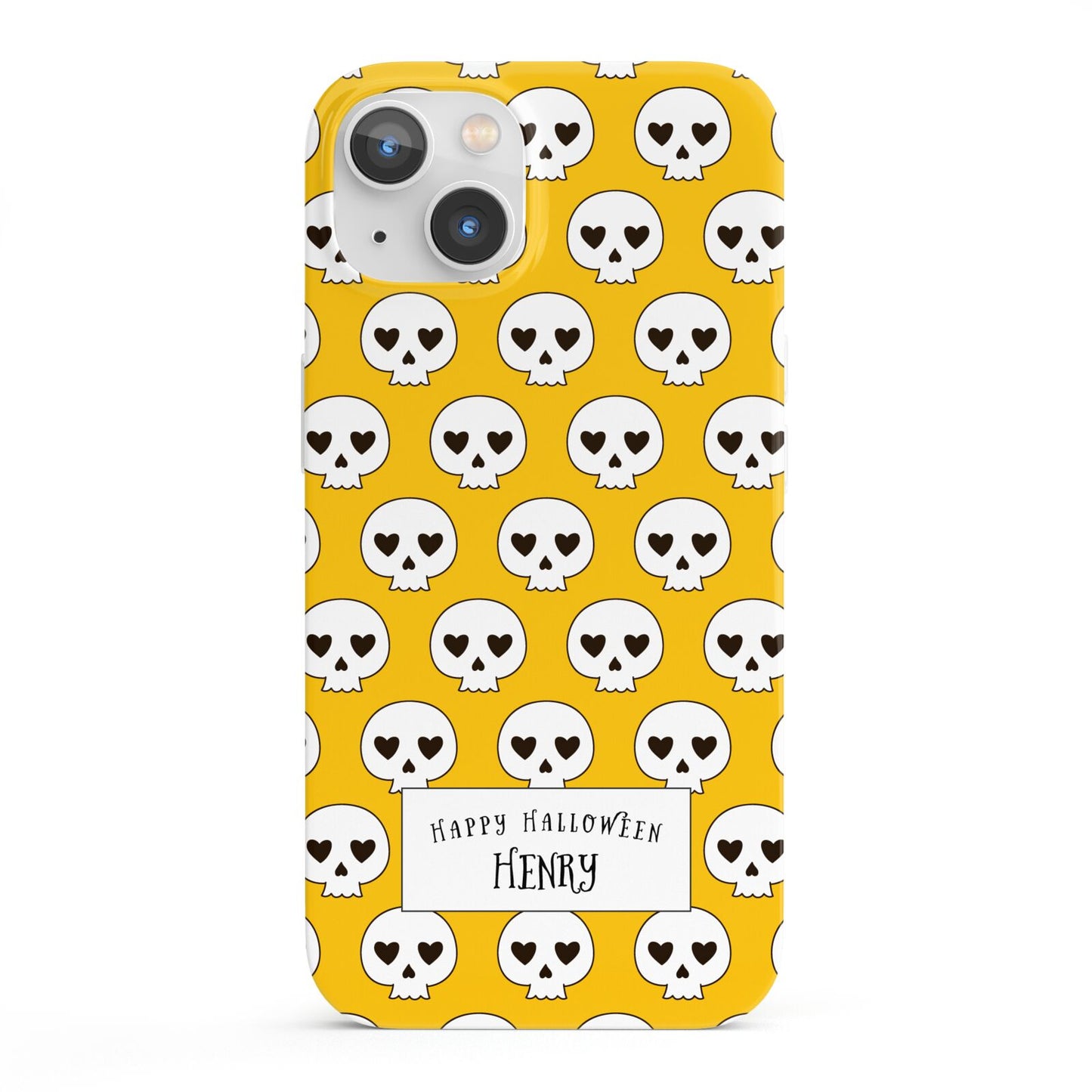 Personalised Halloween Heart Skulls iPhone 13 Full Wrap 3D Snap Case