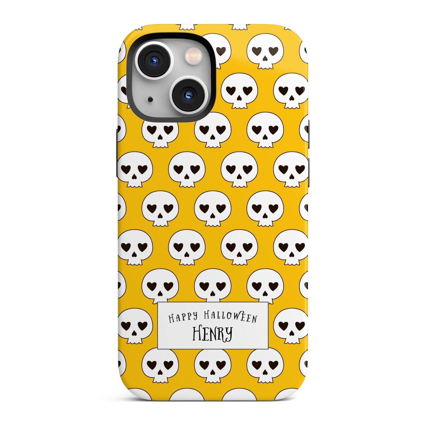 Personalised Halloween Heart Skulls iPhone 13 Mini Full Wrap 3D Tough Case