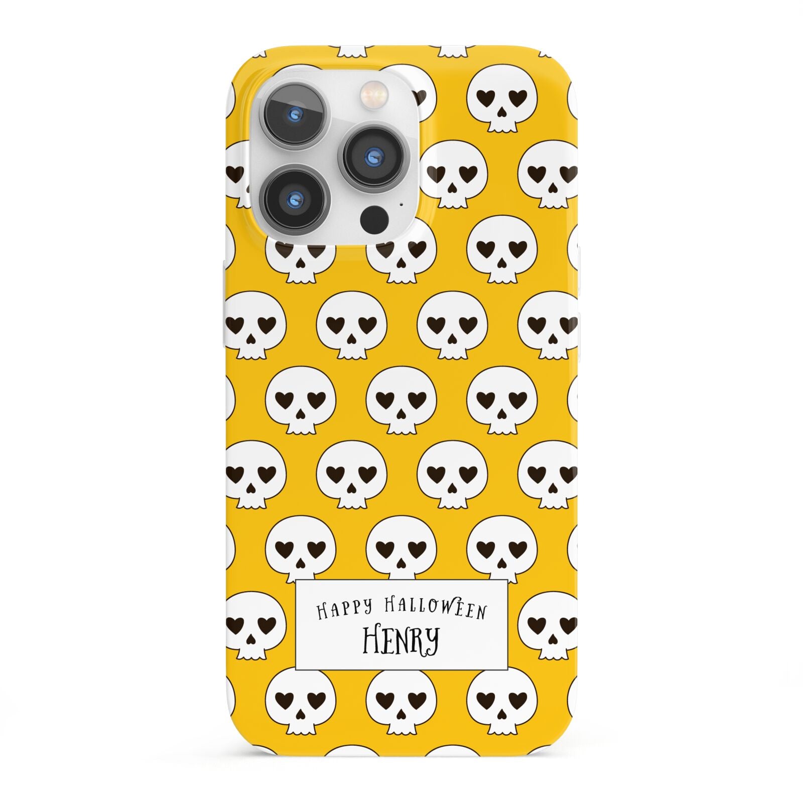 Personalised Halloween Heart Skulls iPhone 13 Pro Full Wrap 3D Snap Case