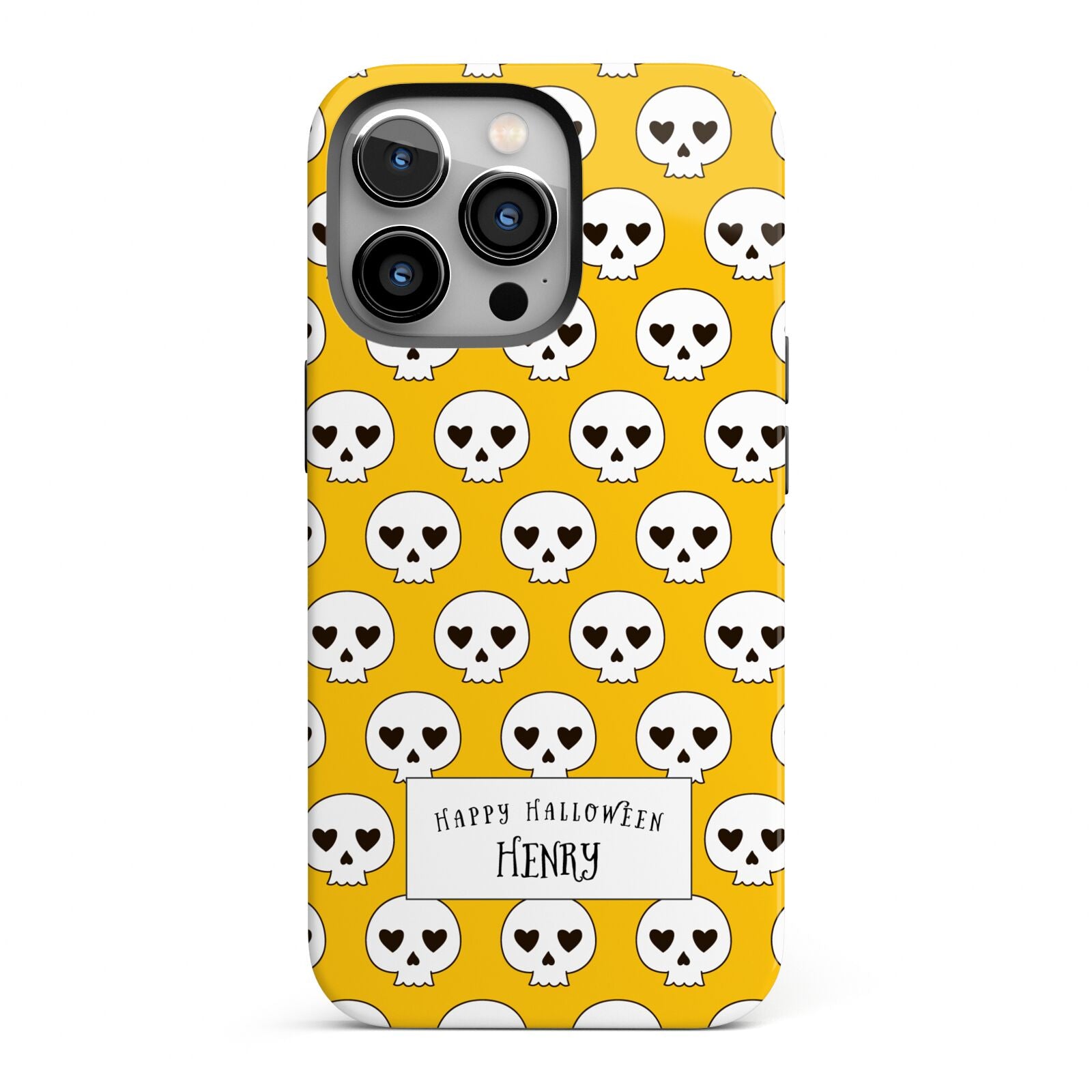 Personalised Halloween Heart Skulls iPhone 13 Pro Full Wrap 3D Tough Case