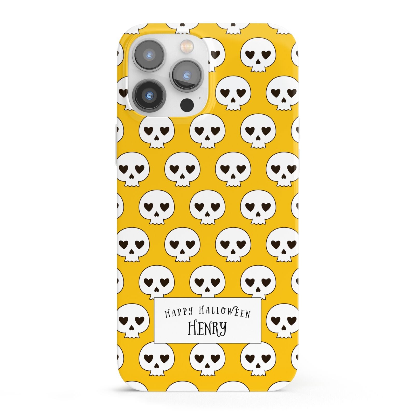 Personalised Halloween Heart Skulls iPhone 13 Pro Max Full Wrap 3D Snap Case
