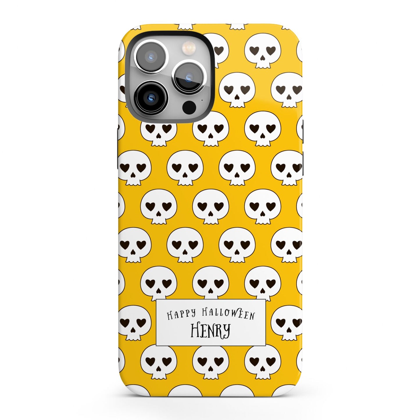 Personalised Halloween Heart Skulls iPhone 13 Pro Max Full Wrap 3D Tough Case