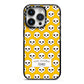 Personalised Halloween Heart Skulls iPhone 14 Pro Black Impact Case on Silver phone