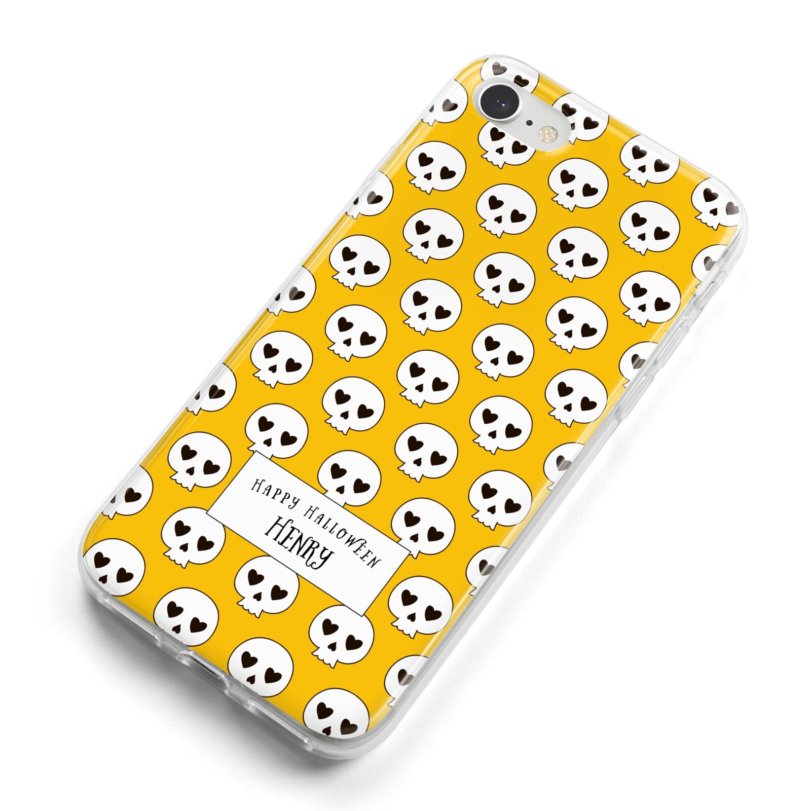 Personalised Halloween Heart Skulls iPhone 8 Bumper Case on Silver iPhone Alternative Image