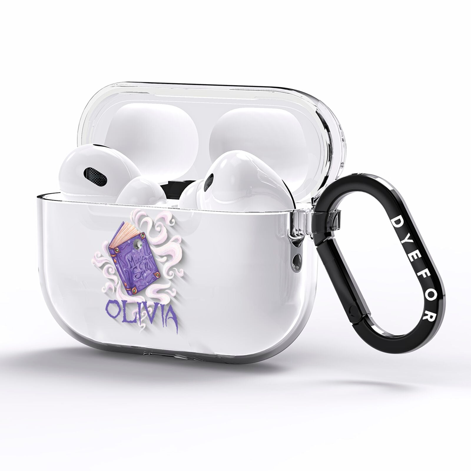 Personalised Halloween Magic Spell AirPods Pro Clear Case Side Image