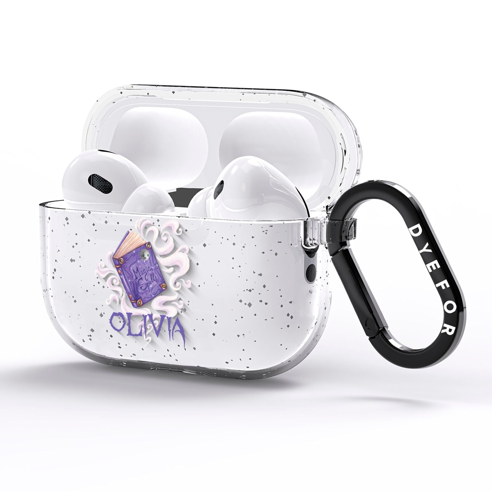 Personalised Halloween Magic Spell AirPods Pro Glitter Case Side Image