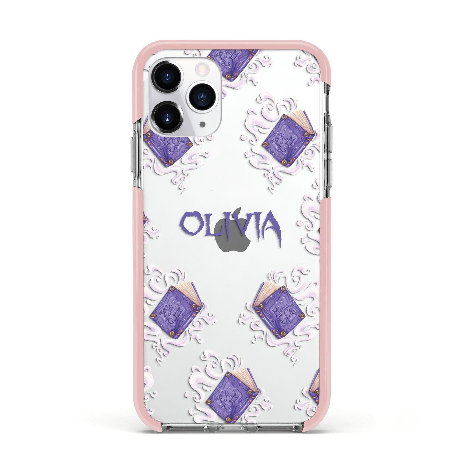 Personalised Halloween Magic Spell Apple iPhone 11 Pro in Silver with Pink Impact Case