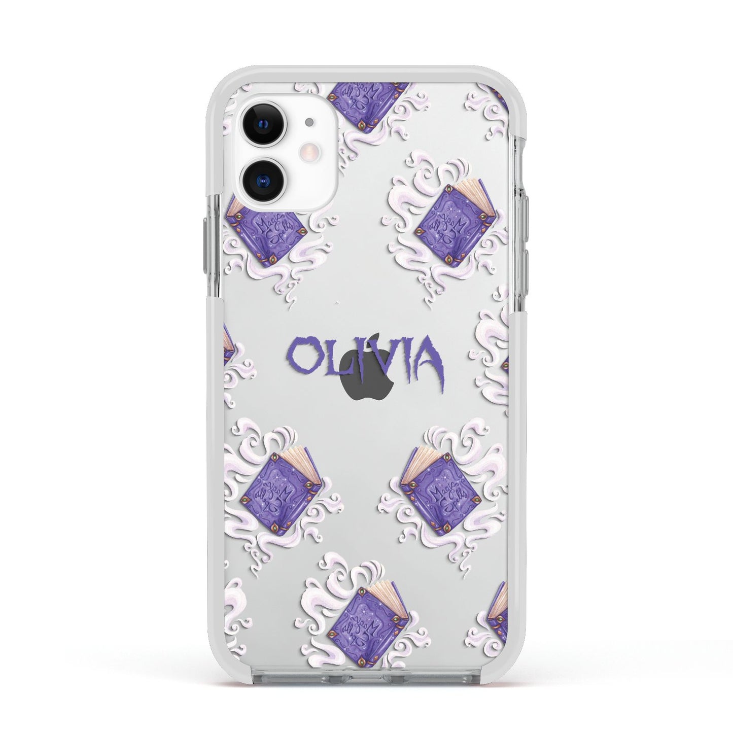 Personalised Halloween Magic Spell Apple iPhone 11 in White with White Impact Case