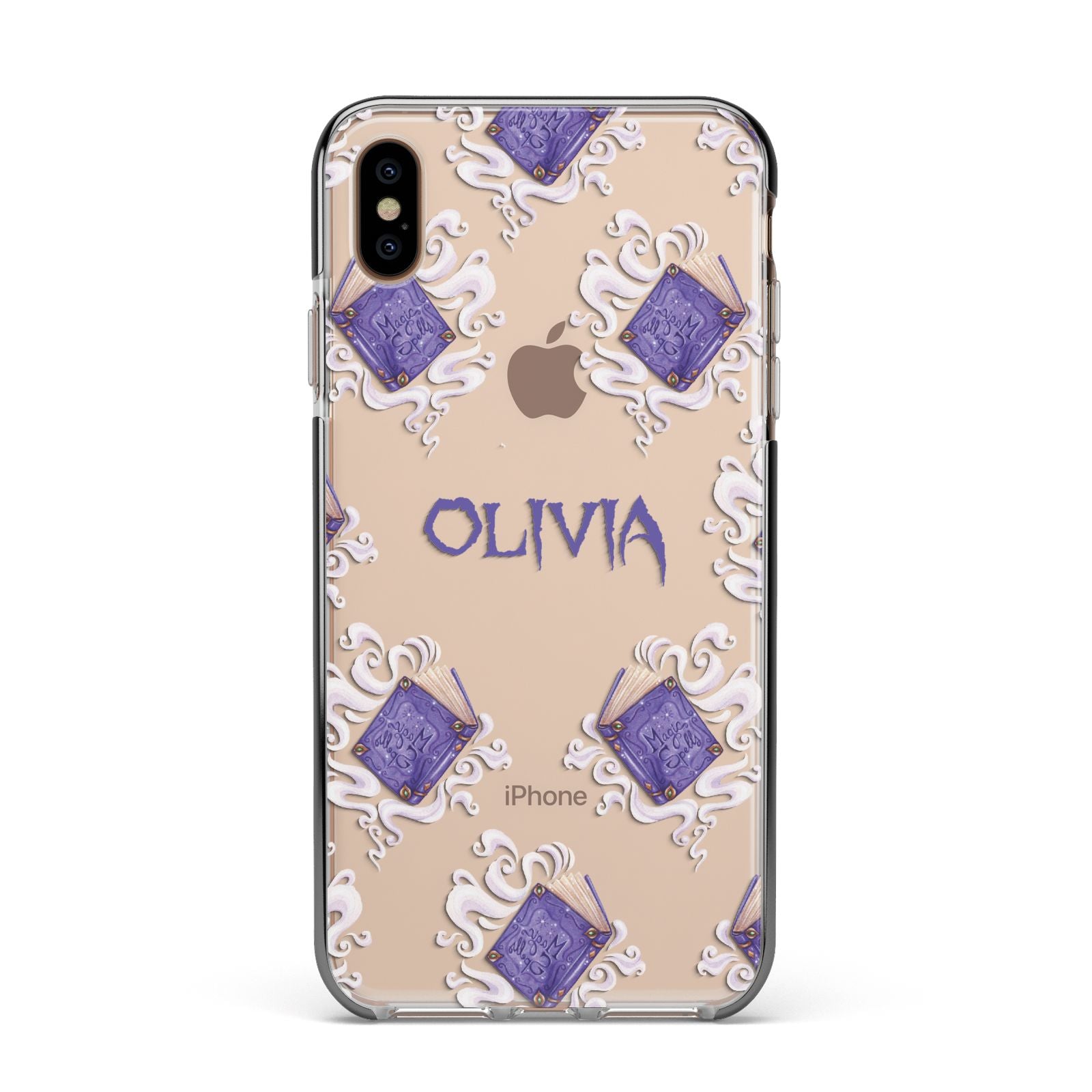 Personalised Halloween Magic Spell Apple iPhone Xs Max Impact Case Black Edge on Gold Phone