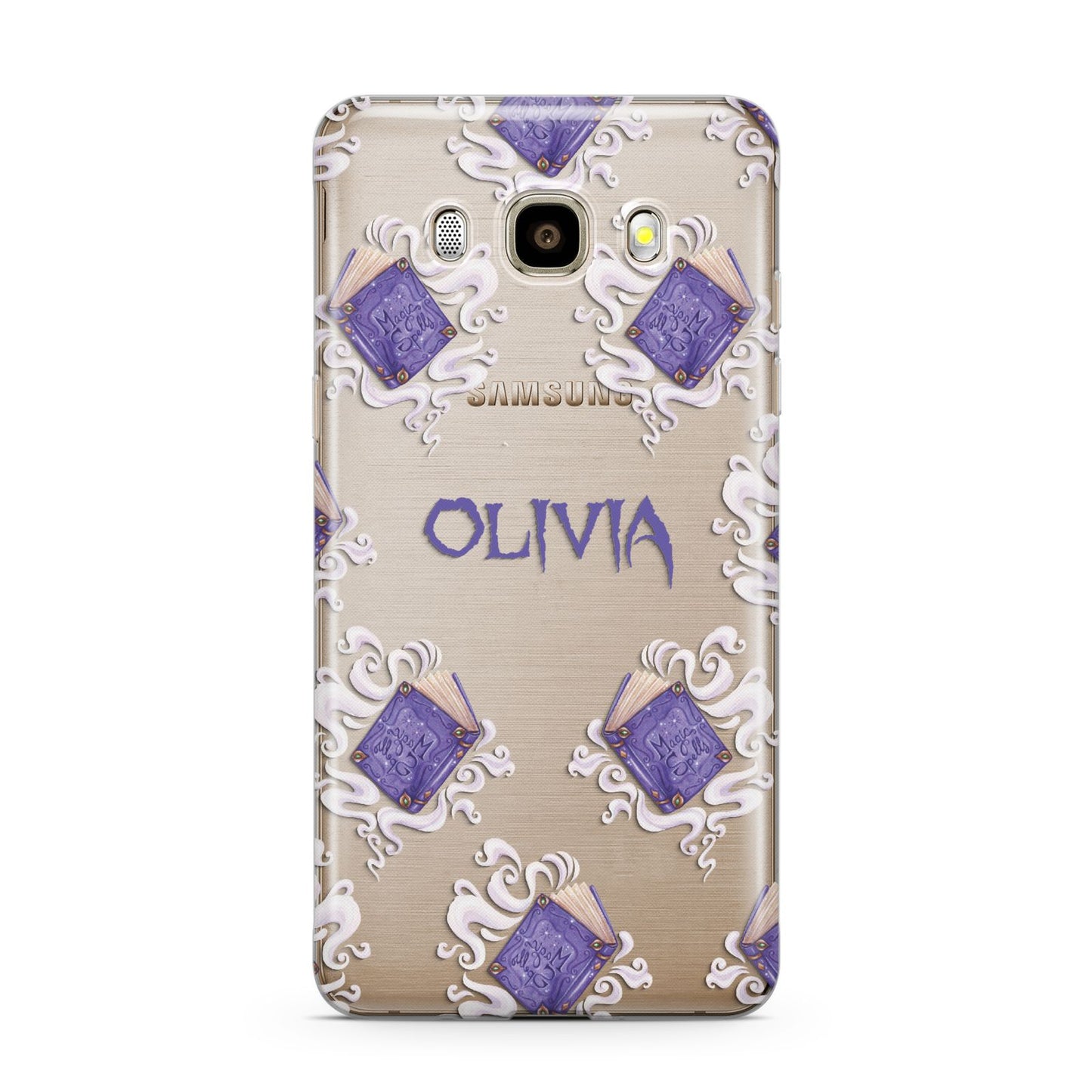 Personalised Halloween Magic Spell Samsung Galaxy J7 2016 Case on gold phone