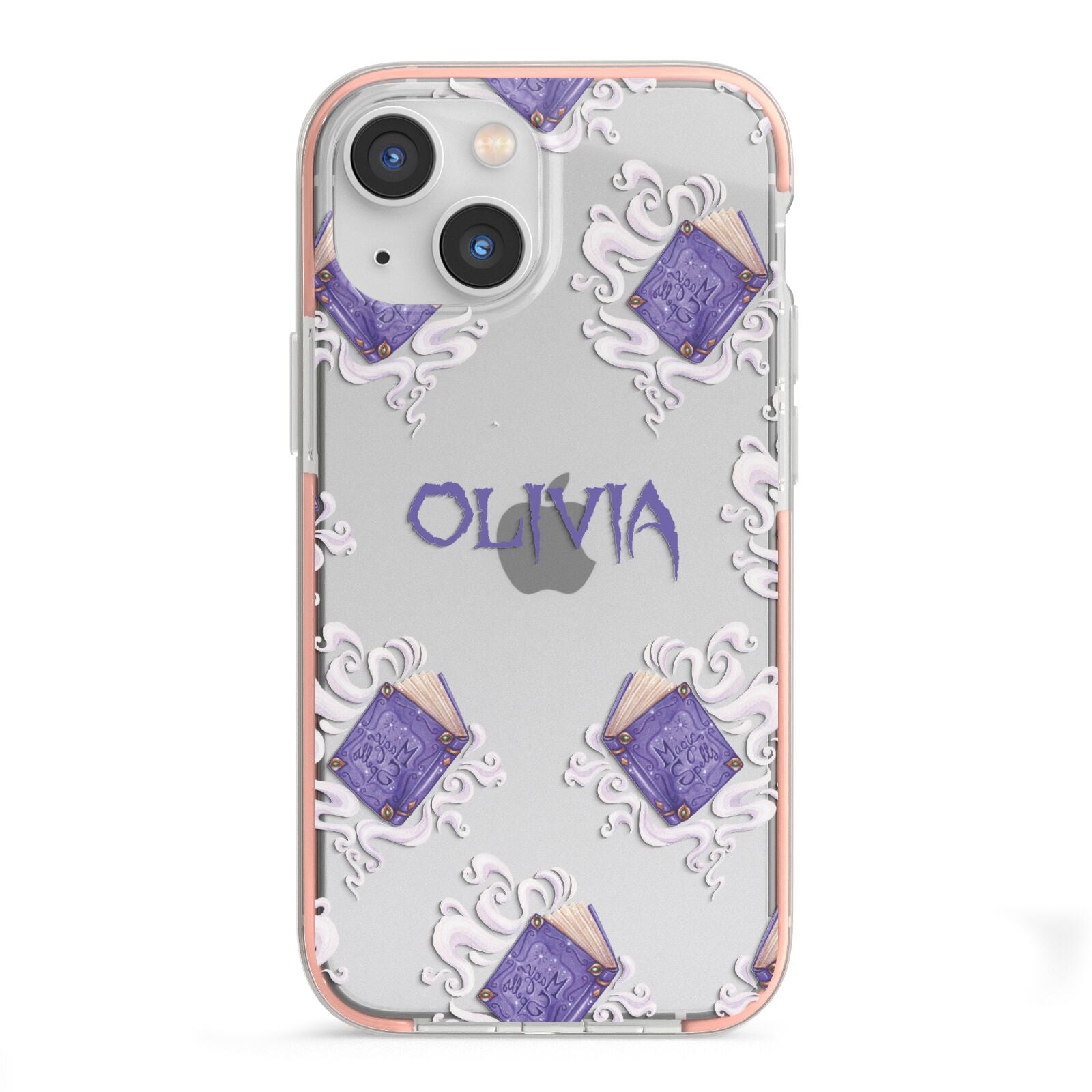 Personalised Halloween Magic Spell iPhone 13 Mini TPU Impact Case with Pink Edges