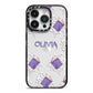 Personalised Halloween Magic Spell iPhone 14 Pro Black Impact Case on Silver phone
