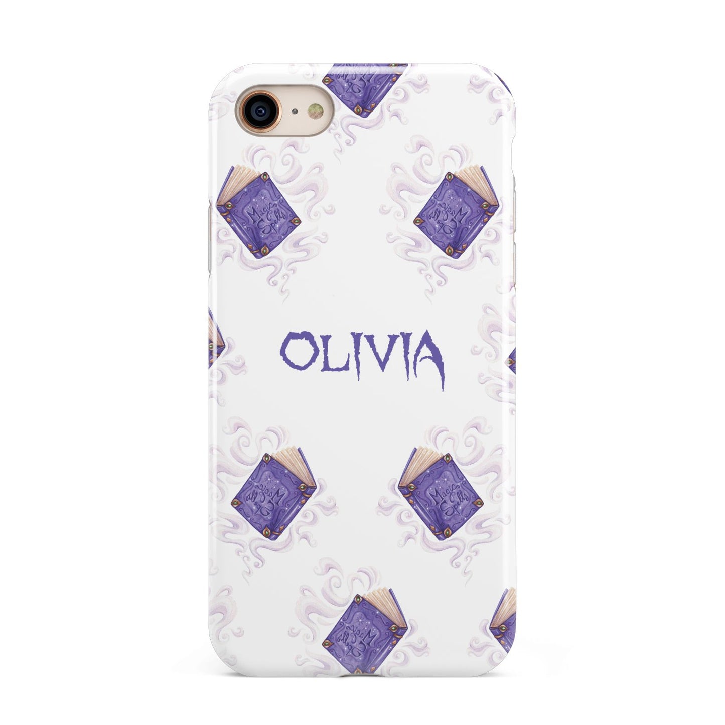 Personalised Halloween Magic Spell iPhone 8 3D Tough Case on Gold Phone