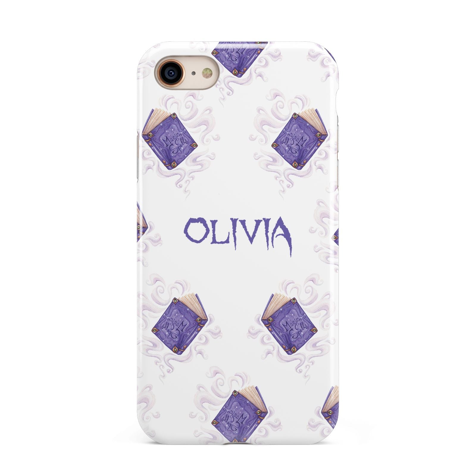 Personalised Halloween Magic Spell iPhone 8 3D Tough Case on Gold Phone