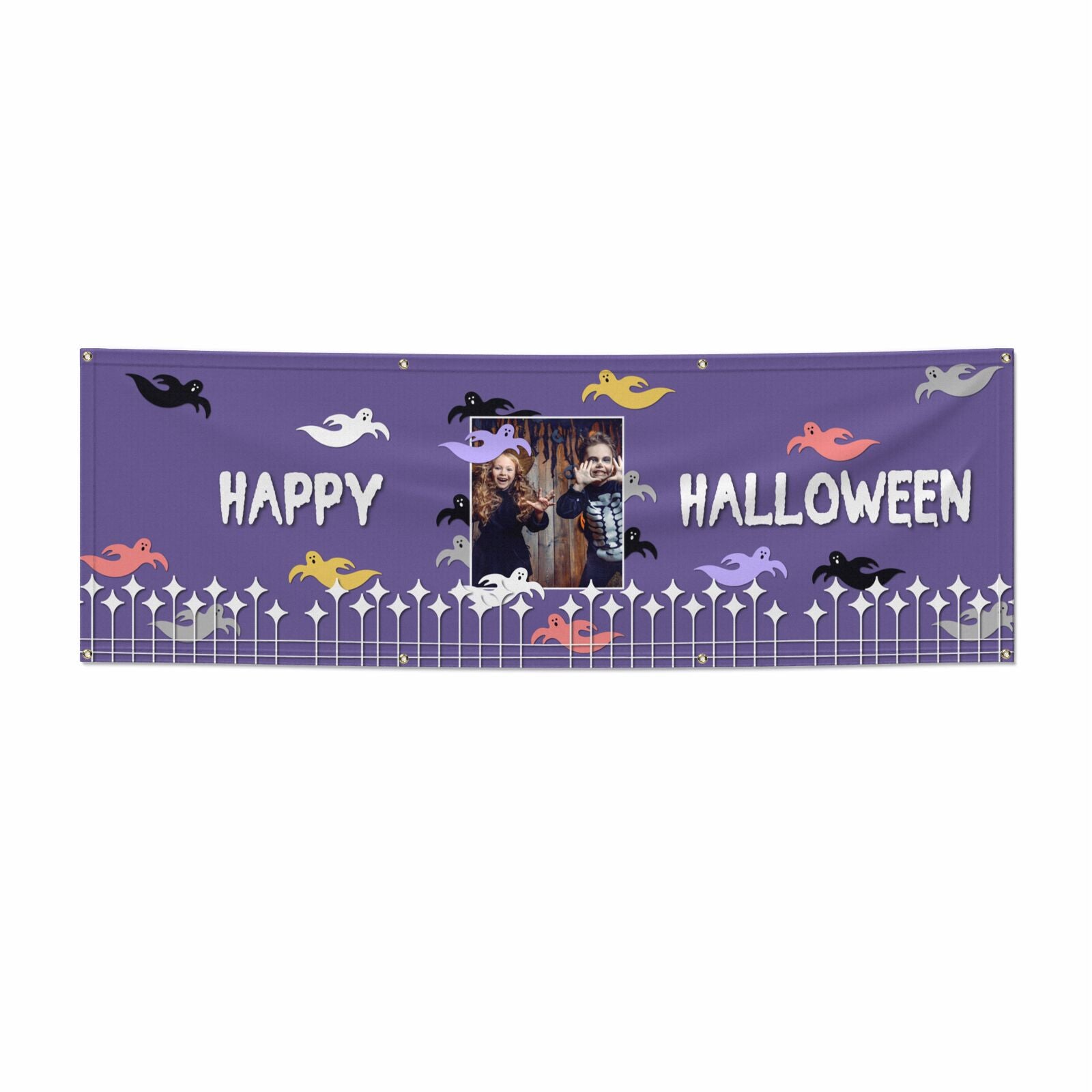Personalised Halloween Photo Upload 6x2 Vinly Banner with Grommets
