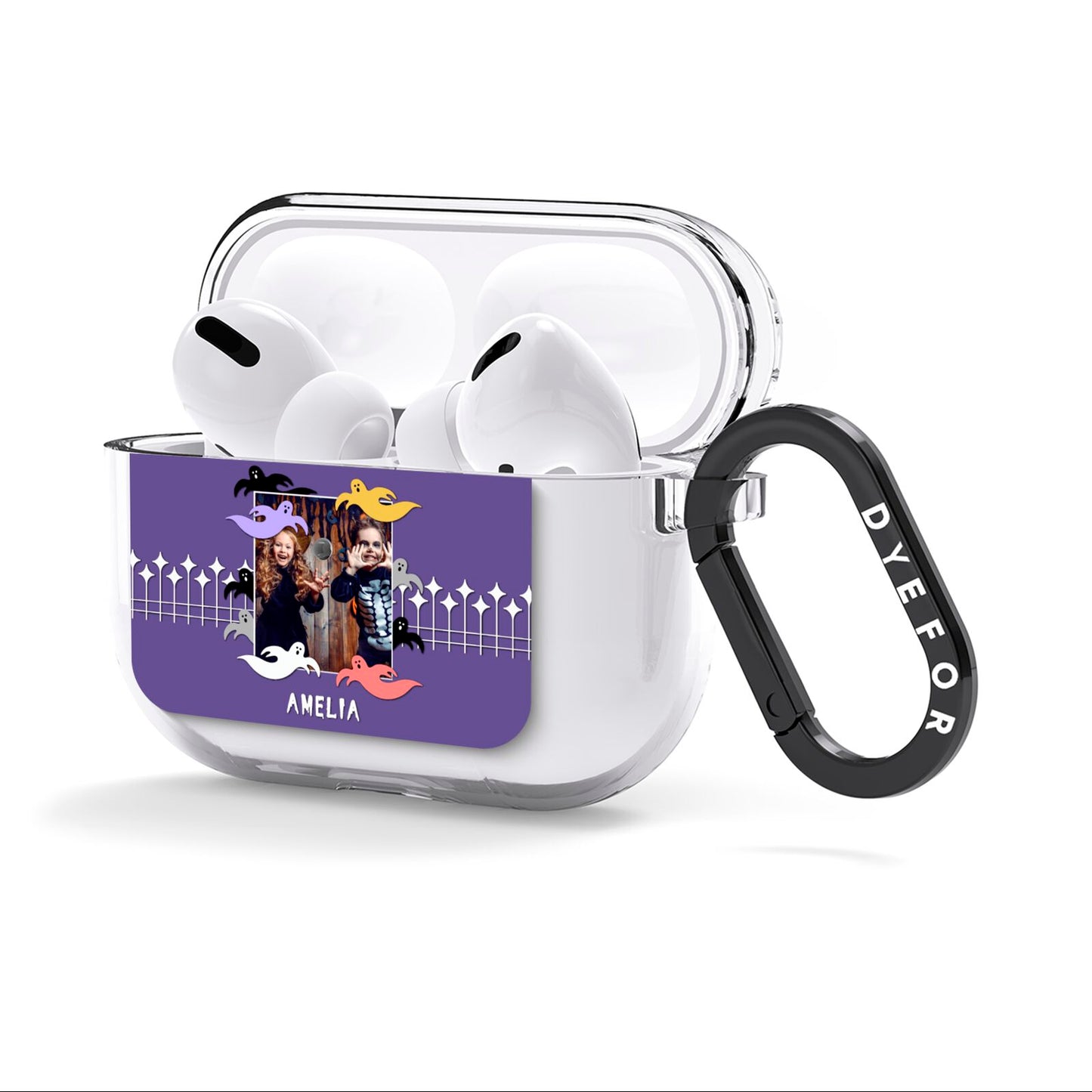 Personalised Halloween Photo Upload AirPods Clear Case 3rd Gen Side Image