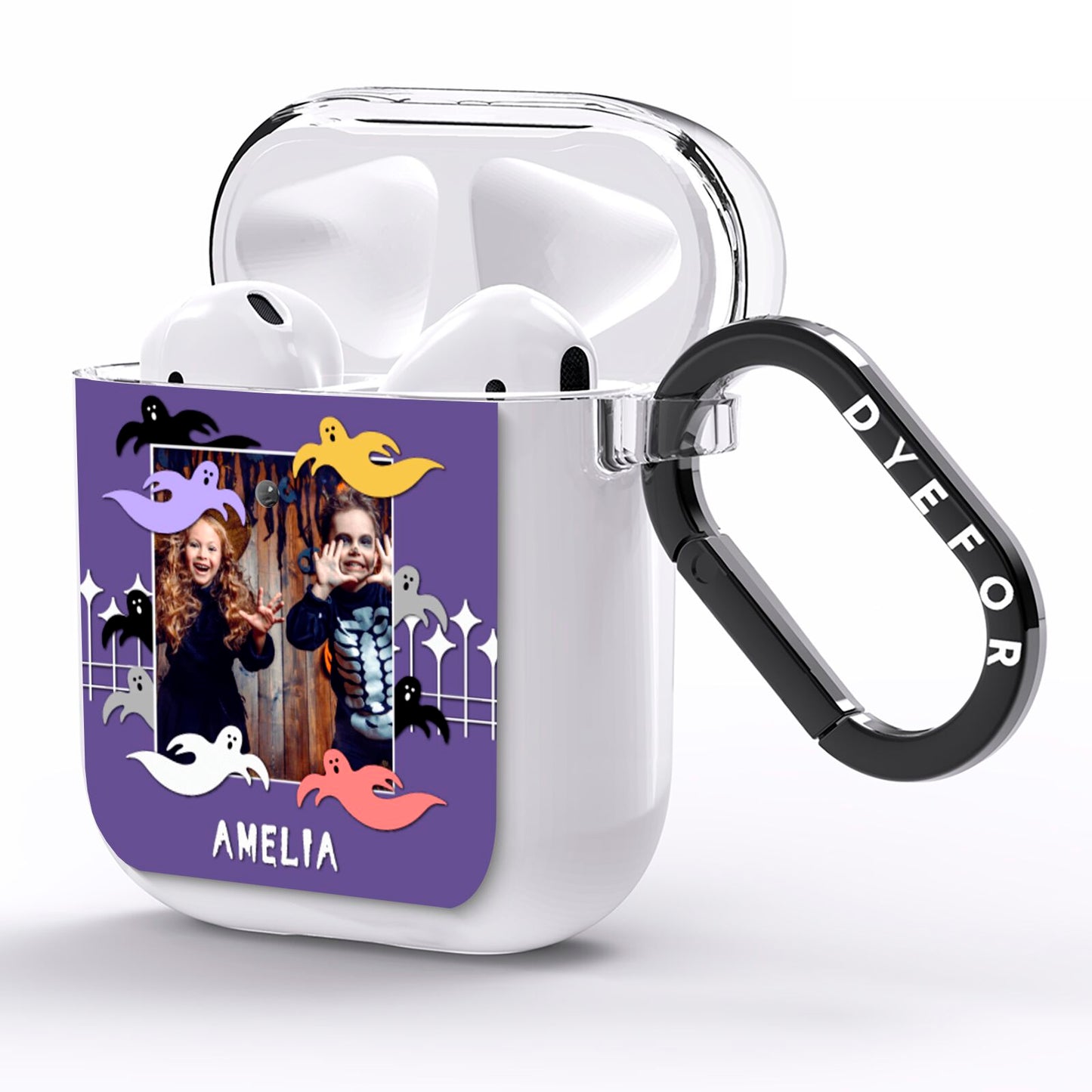 Personalised Halloween Photo Upload AirPods Clear Case Side Image