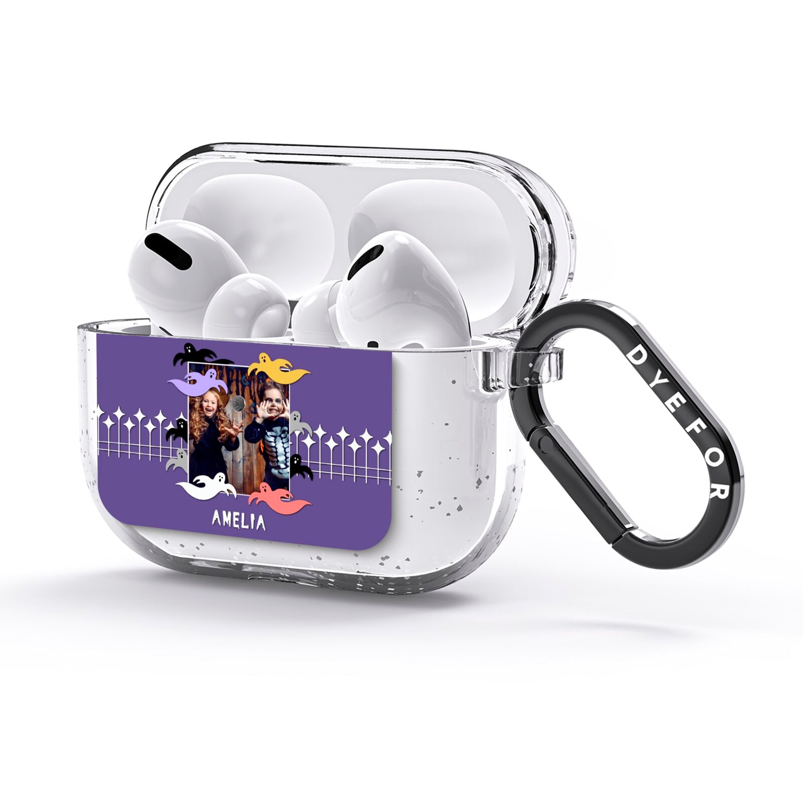 Personalised Halloween Photo Upload AirPods Glitter Case 3rd Gen Side Image
