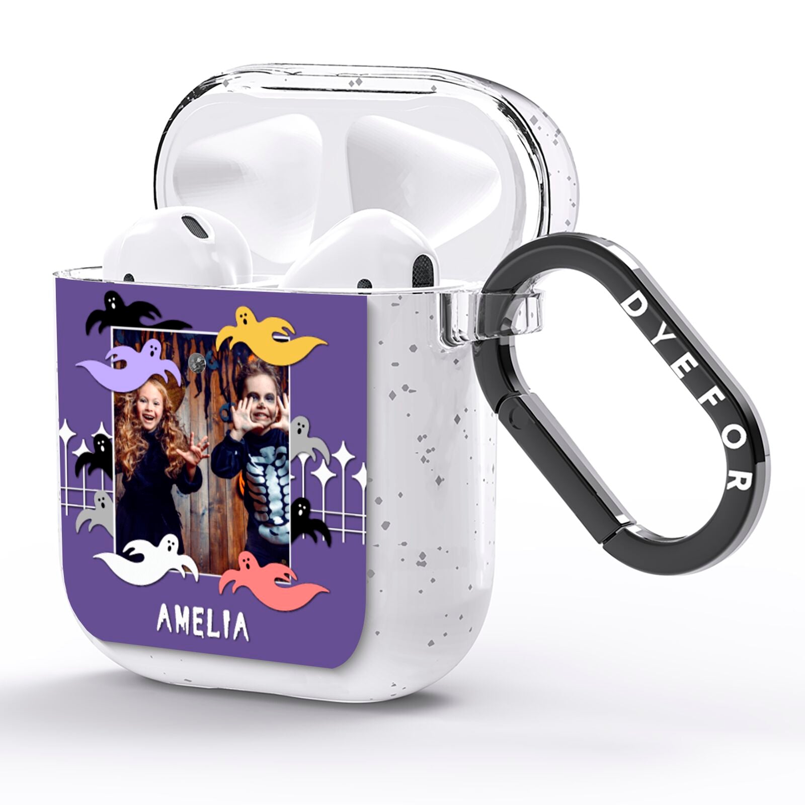 Personalised Halloween Photo Upload AirPods Glitter Case Side Image