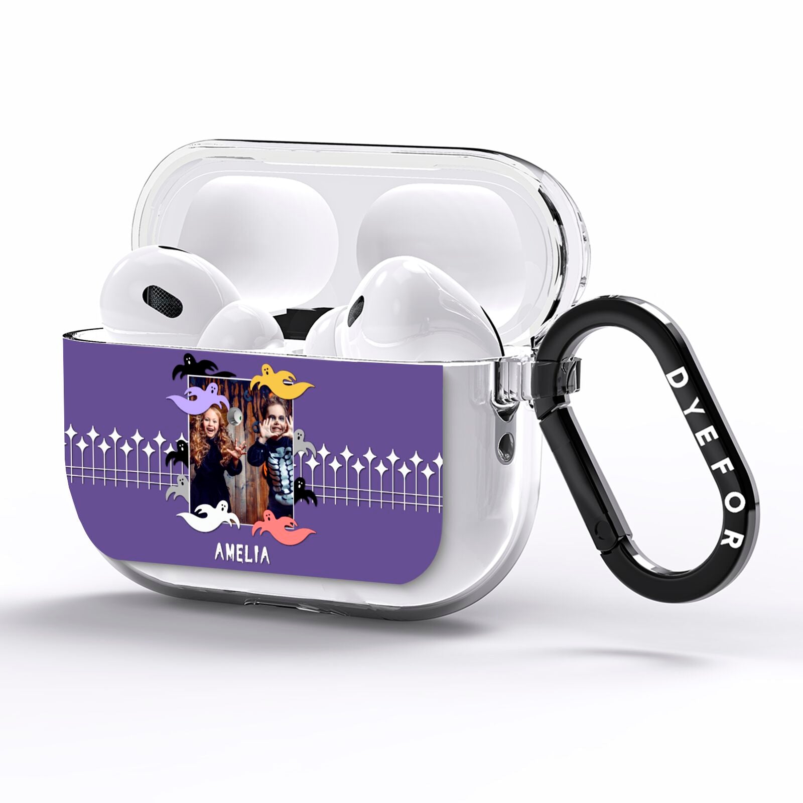 Personalised Halloween Photo Upload AirPods Pro Clear Case Side Image