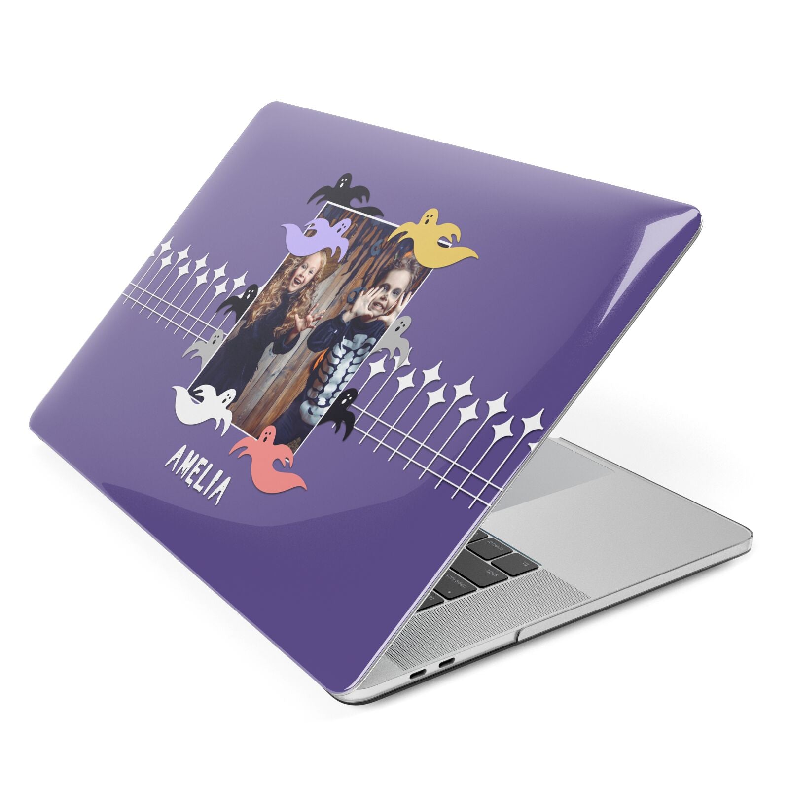 Personalised Halloween Photo Upload Apple MacBook Case Side View