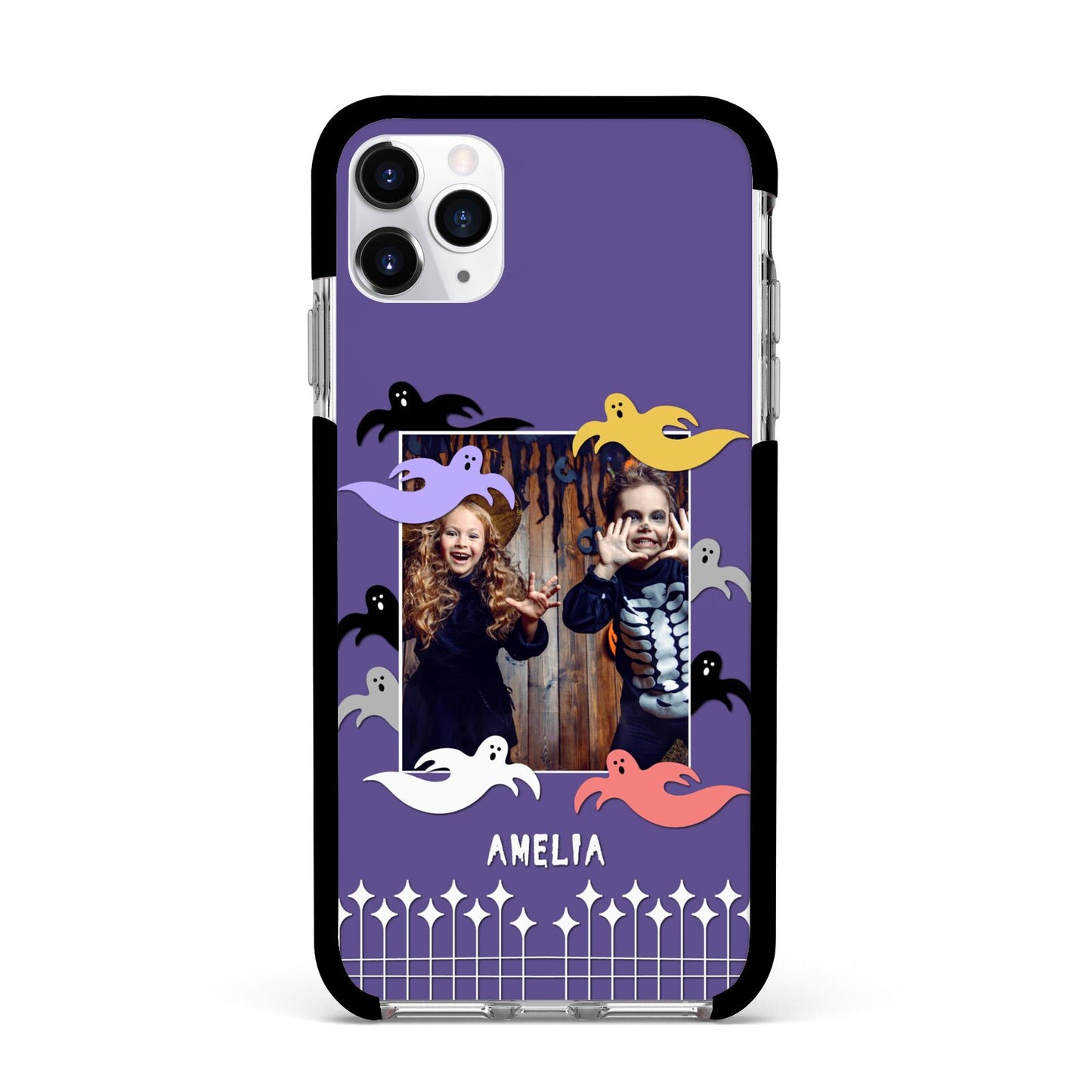 Personalised Halloween Photo Upload Apple iPhone 11 Pro Max in Silver with Black Impact Case