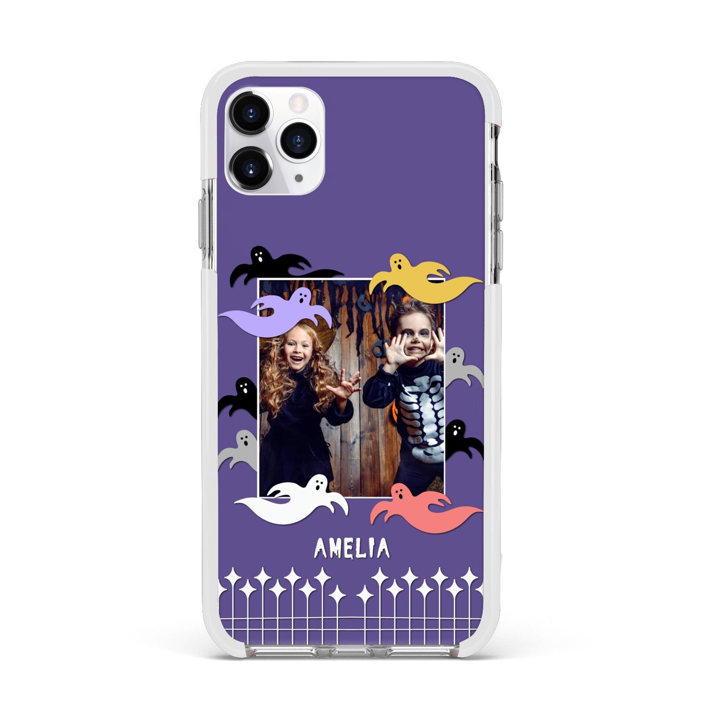 Personalised Halloween Photo Upload Apple iPhone 11 Pro Max in Silver with White Impact Case