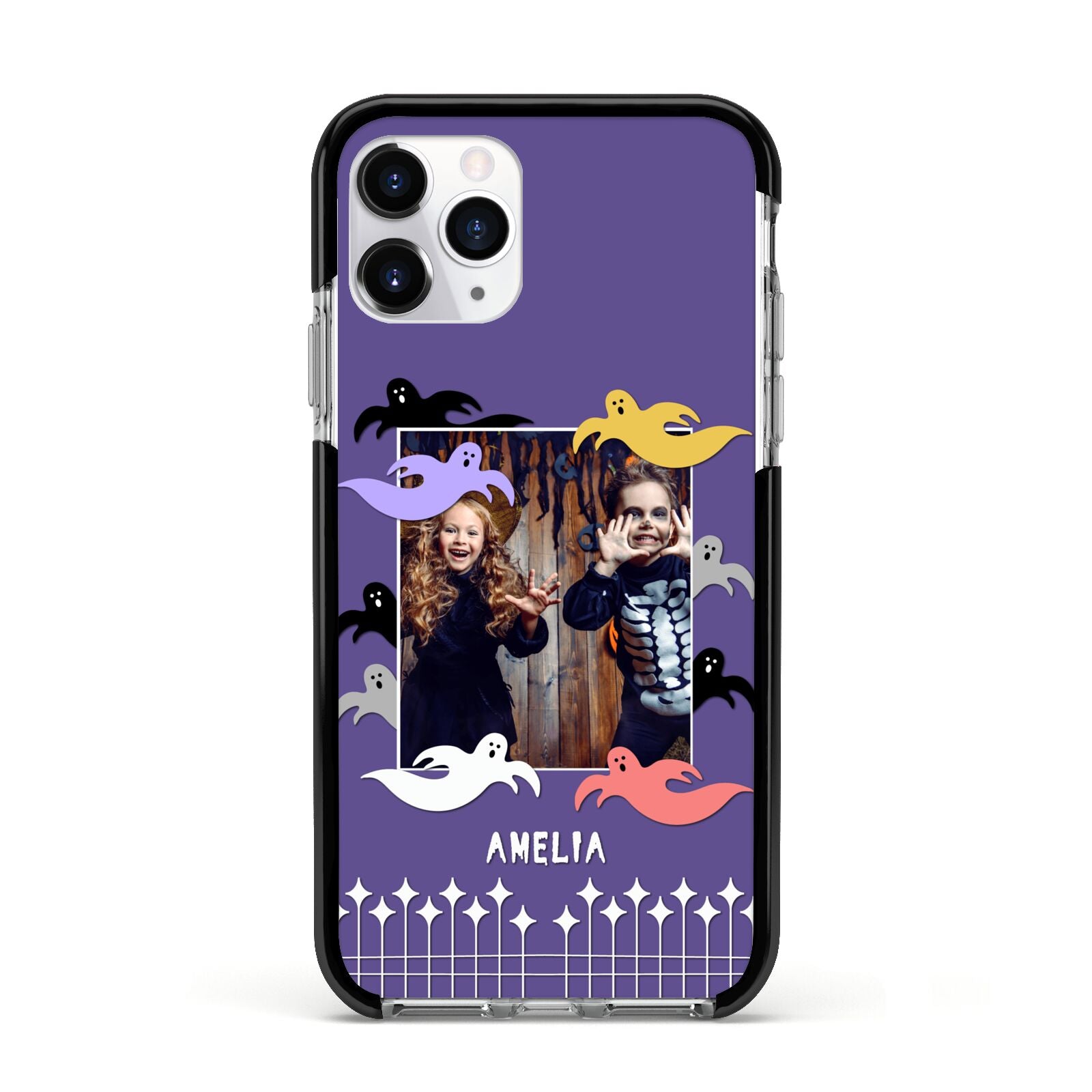 Personalised Halloween Photo Upload Apple iPhone 11 Pro in Silver with Black Impact Case