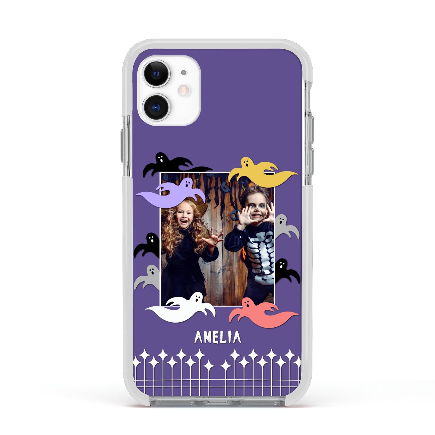 Personalised Halloween Photo Upload Apple iPhone 11 in White with White Impact Case