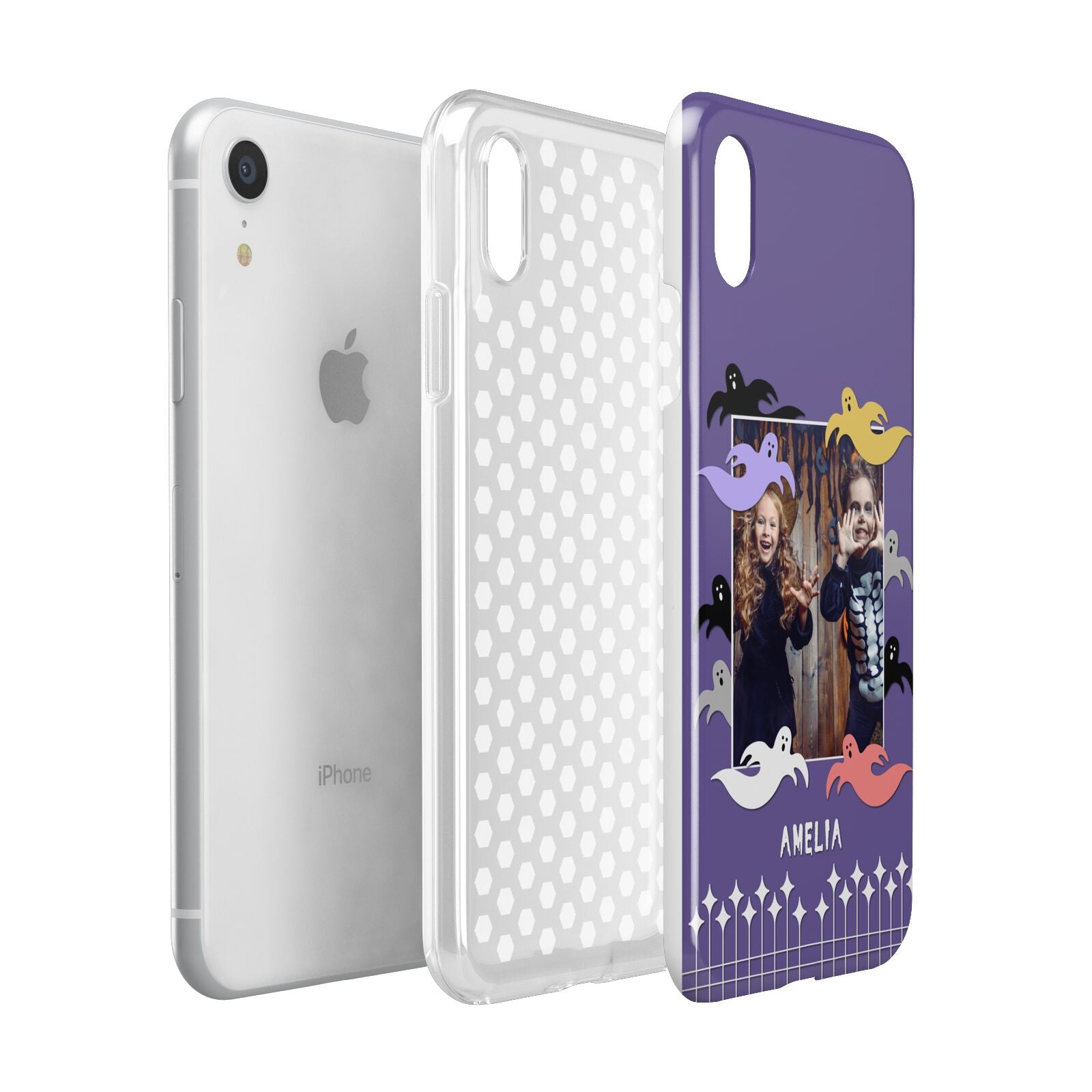 Personalised Halloween Photo Upload Apple iPhone XR White 3D Tough Case Expanded view