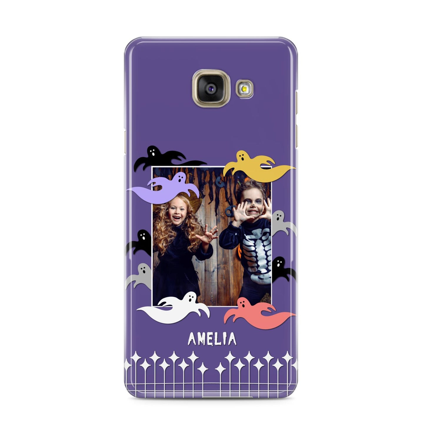 Personalised Halloween Photo Upload Samsung Galaxy A3 2016 Case on gold phone