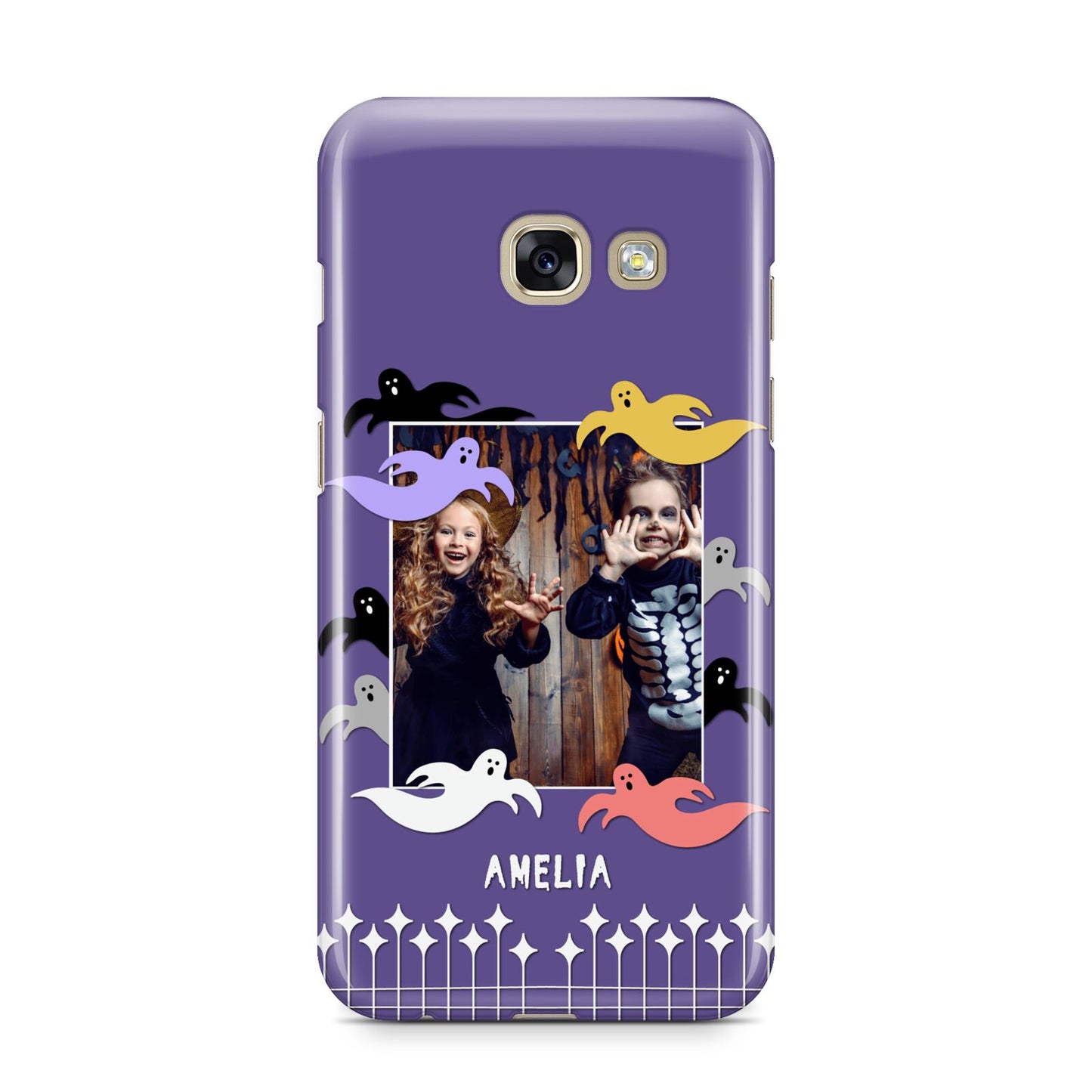 Personalised Halloween Photo Upload Samsung Galaxy A3 2017 Case on gold phone