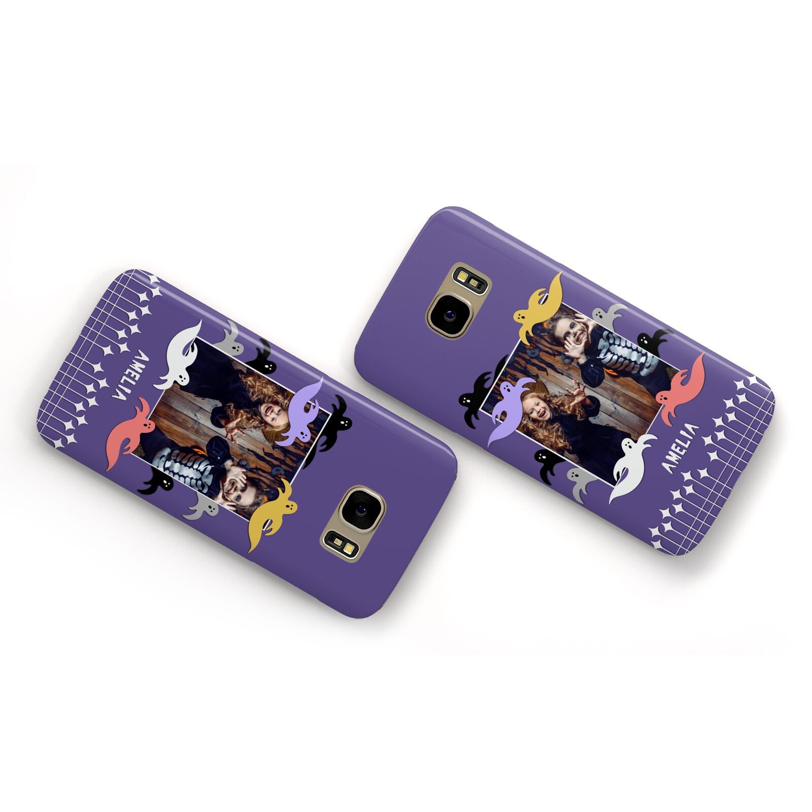 Personalised Halloween Photo Upload Samsung Galaxy Case Flat Overview