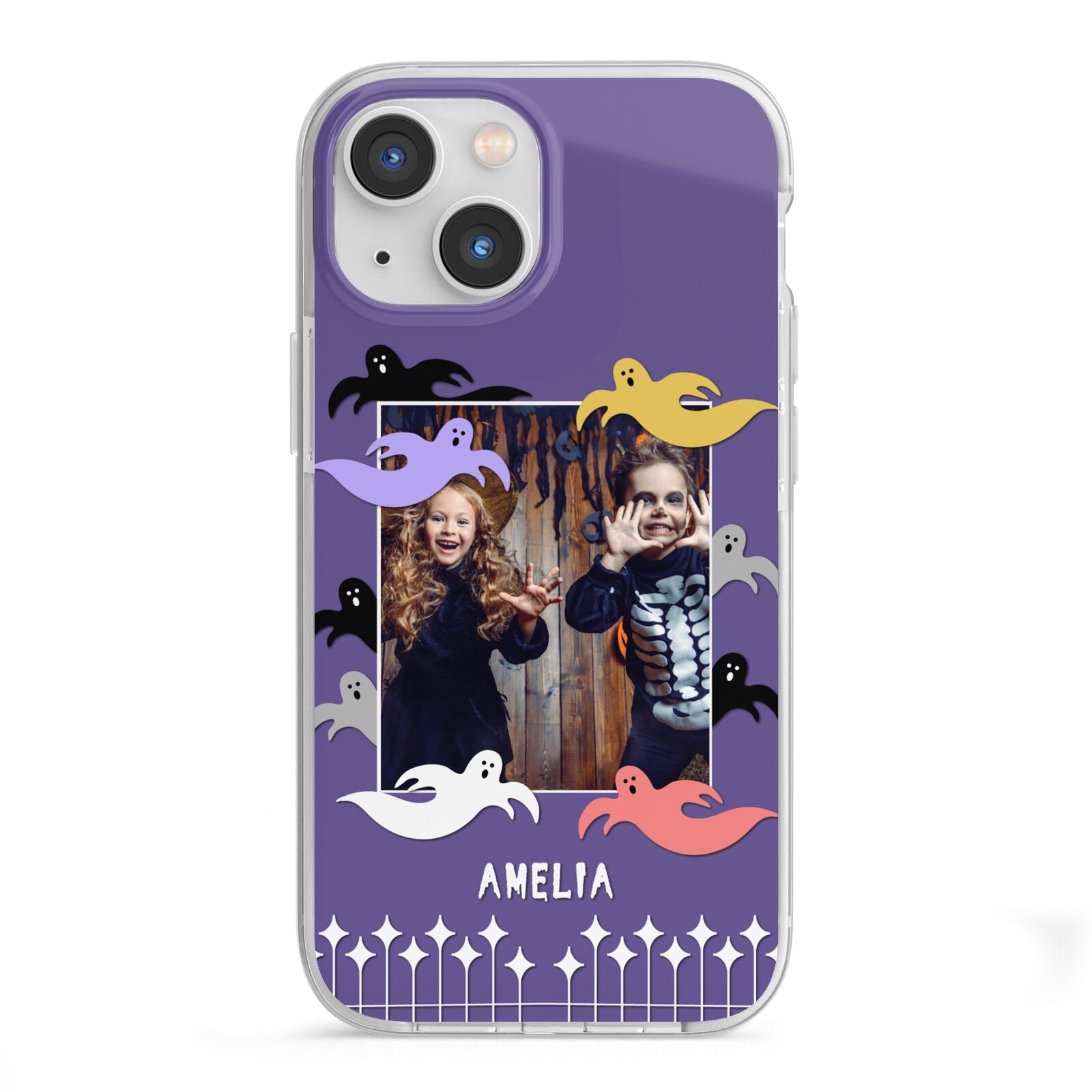 Personalised Halloween Photo Upload iPhone 13 Mini TPU Impact Case with White Edges